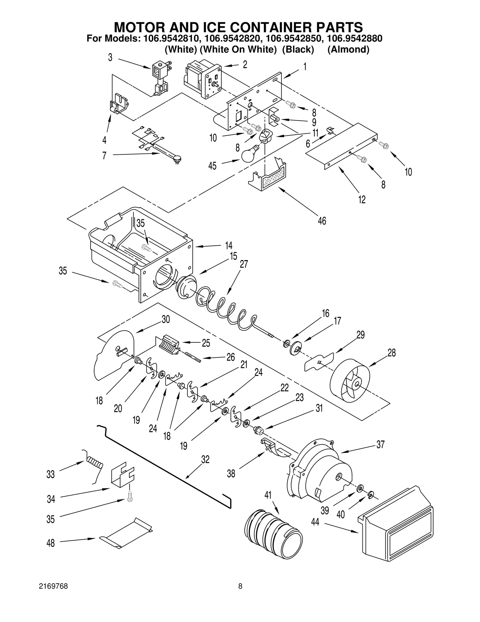 MOTOR AND ICE CONTAINER PARTS