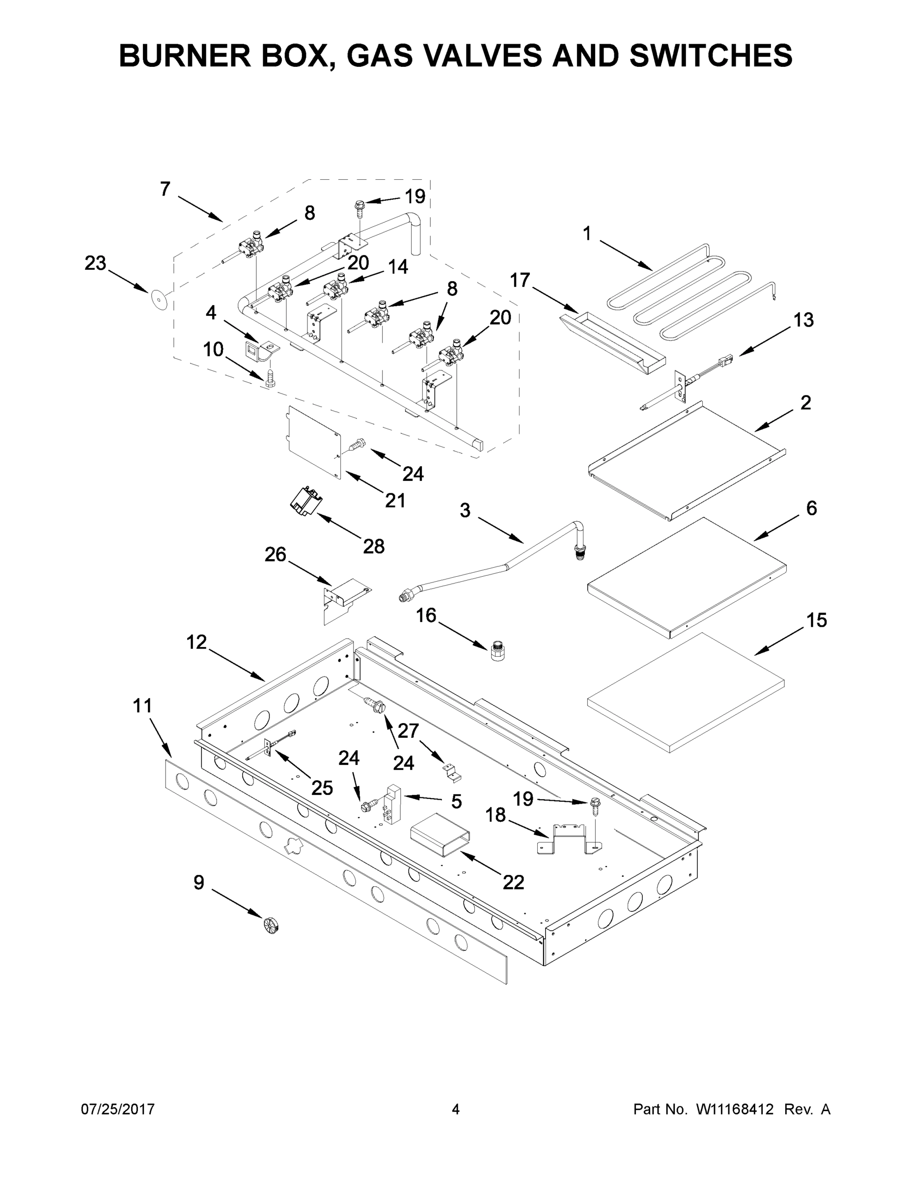 03 - BURNER BOX, GAS VALVES AND SWITCHES