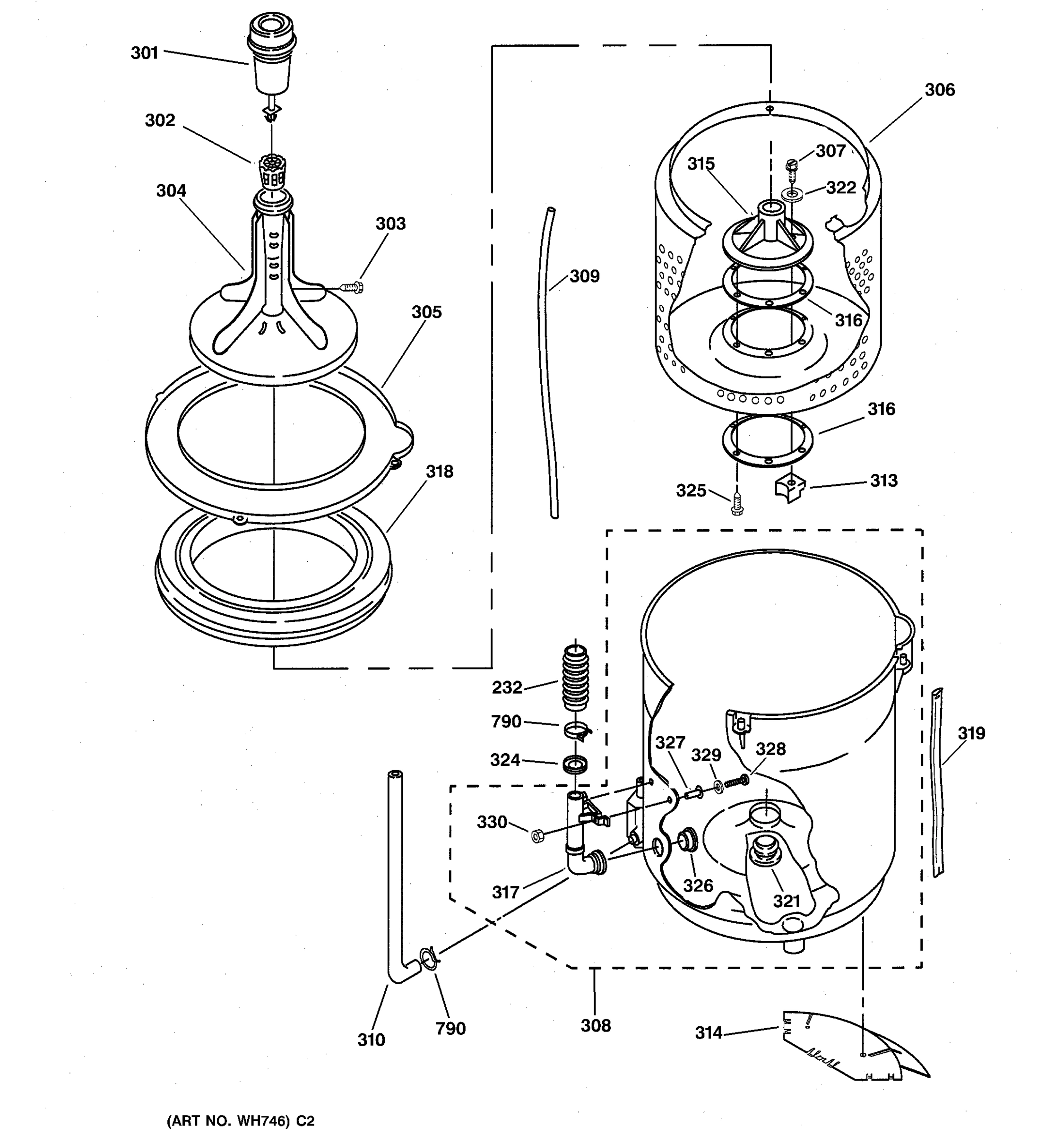 AGITATOR, BASKET & TUB PARTS
