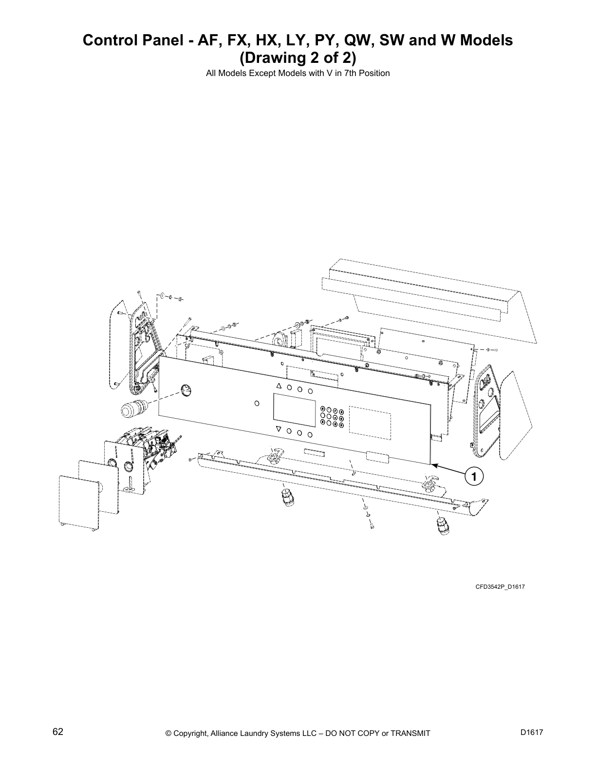 Control Panel - AF, FX, HX, LY, PY, QW, SW and W Models
(Drawing 2 of 2)