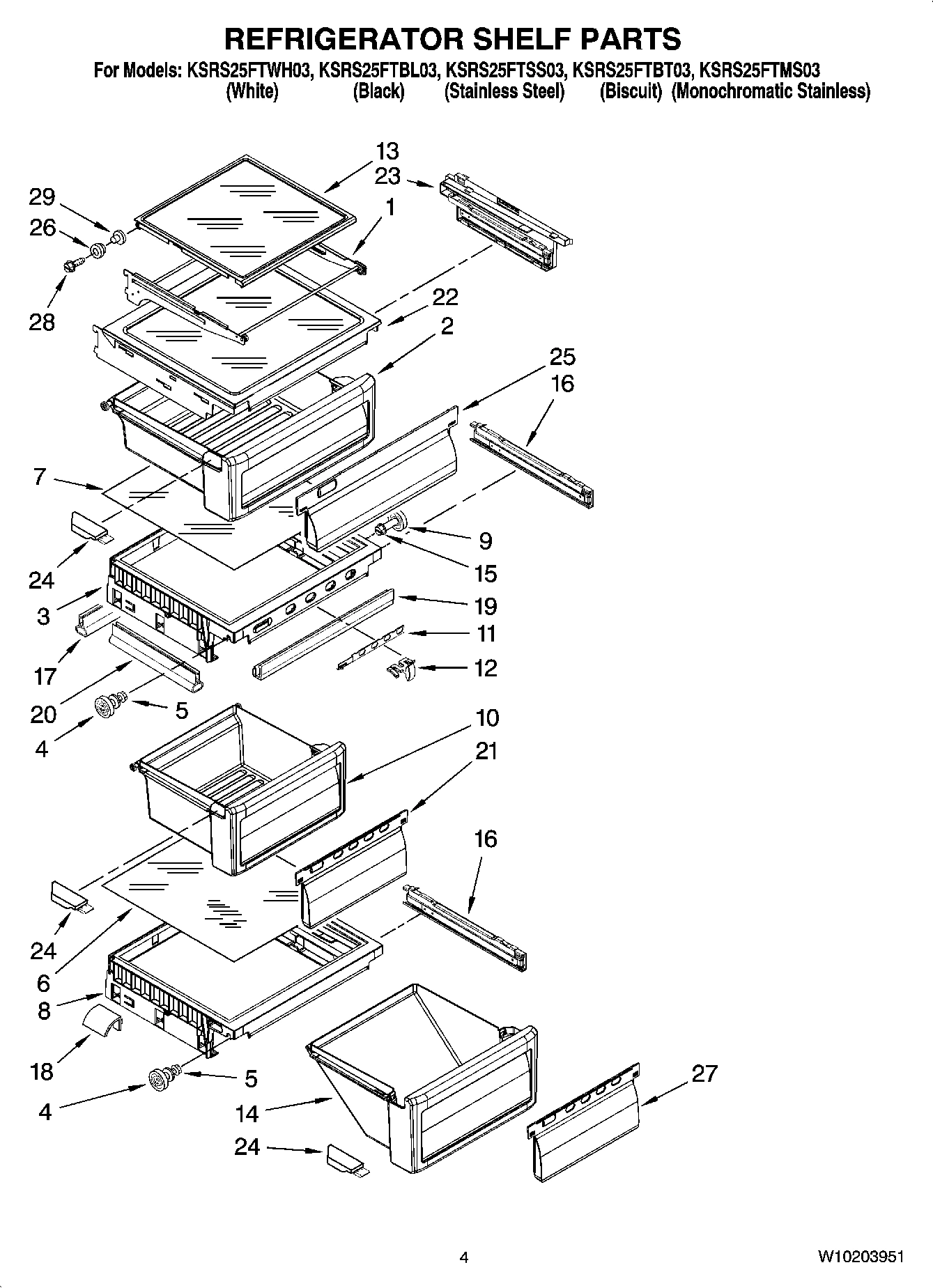 03 - REFRIGERATOR SHELF PARTS