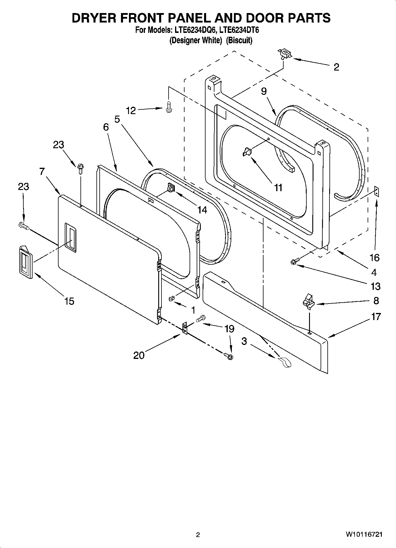 02 - DRYER FRONT PANEL AND DOOR PARTS