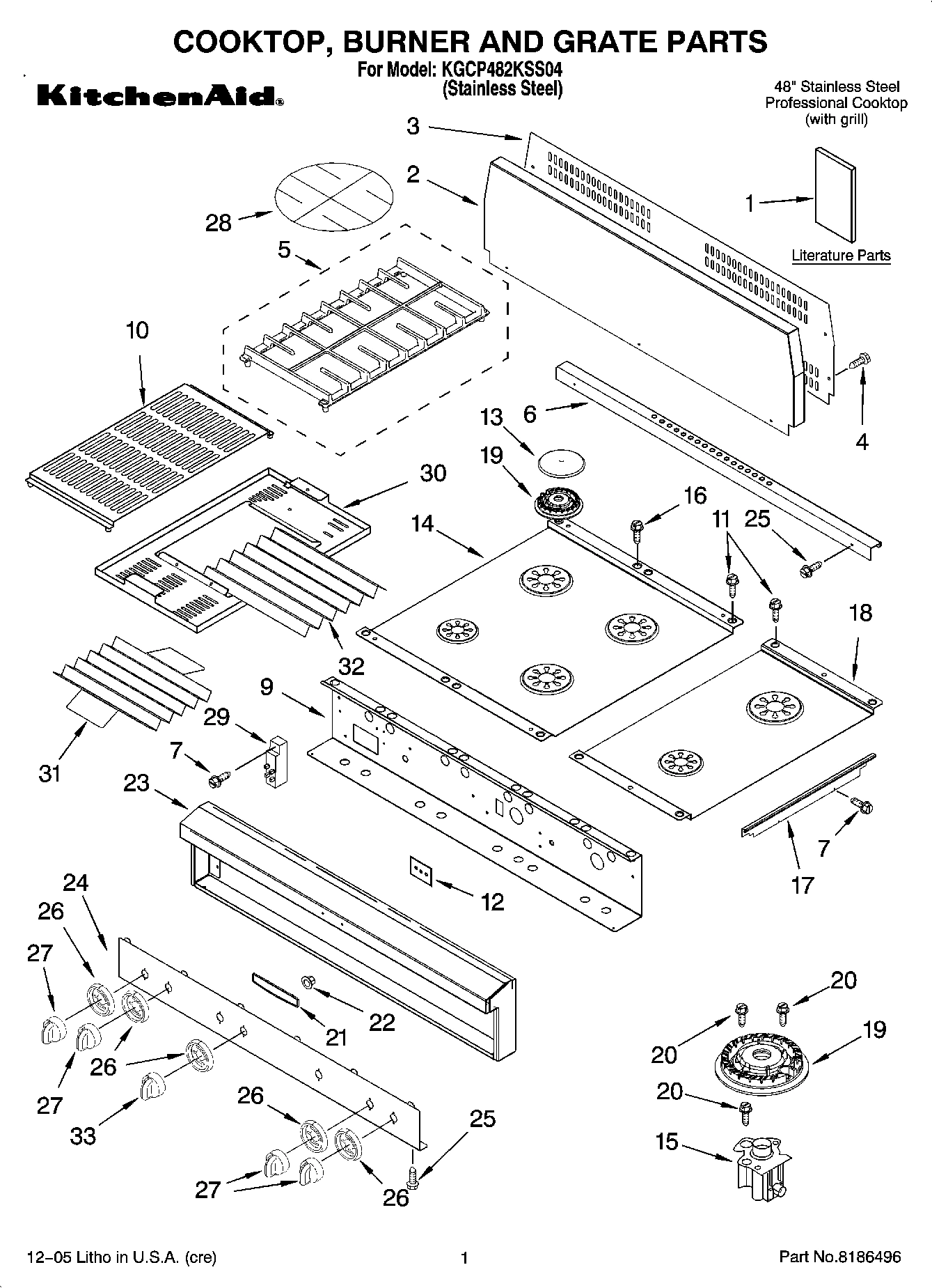 01 - COOKTOP, BURNER AND GRATE PARTS
