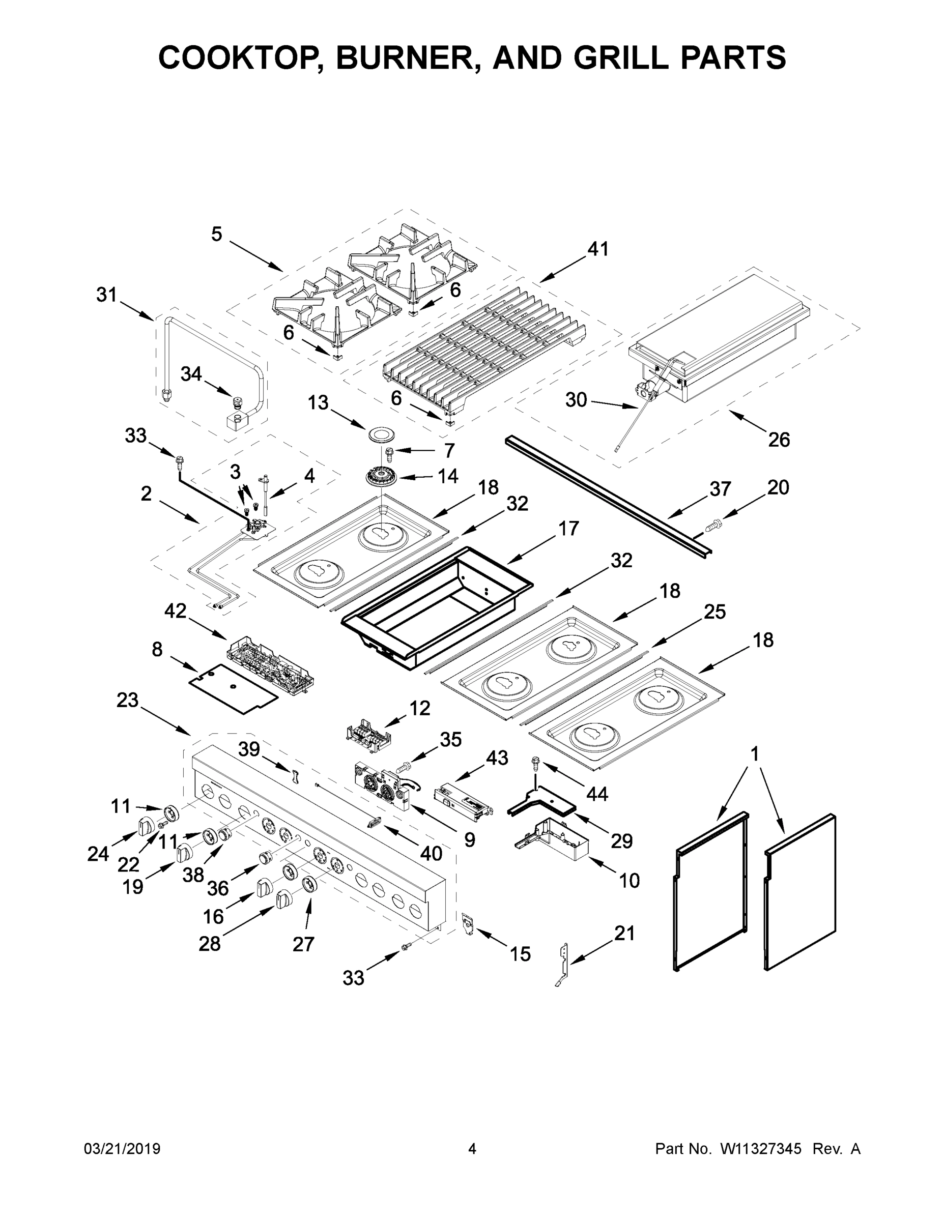 03 - COOKTOP, BURNER, AND GRILL PARTS
