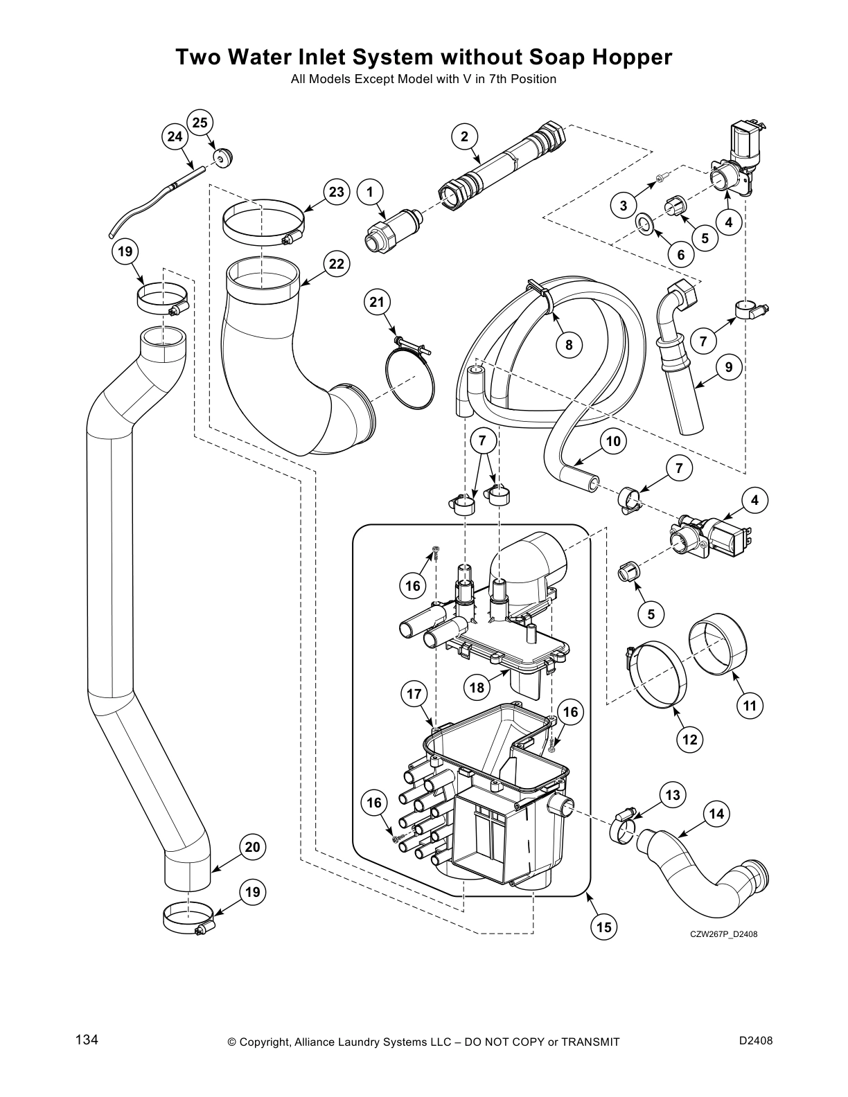 Two Water Inlet System without Soap Hopper