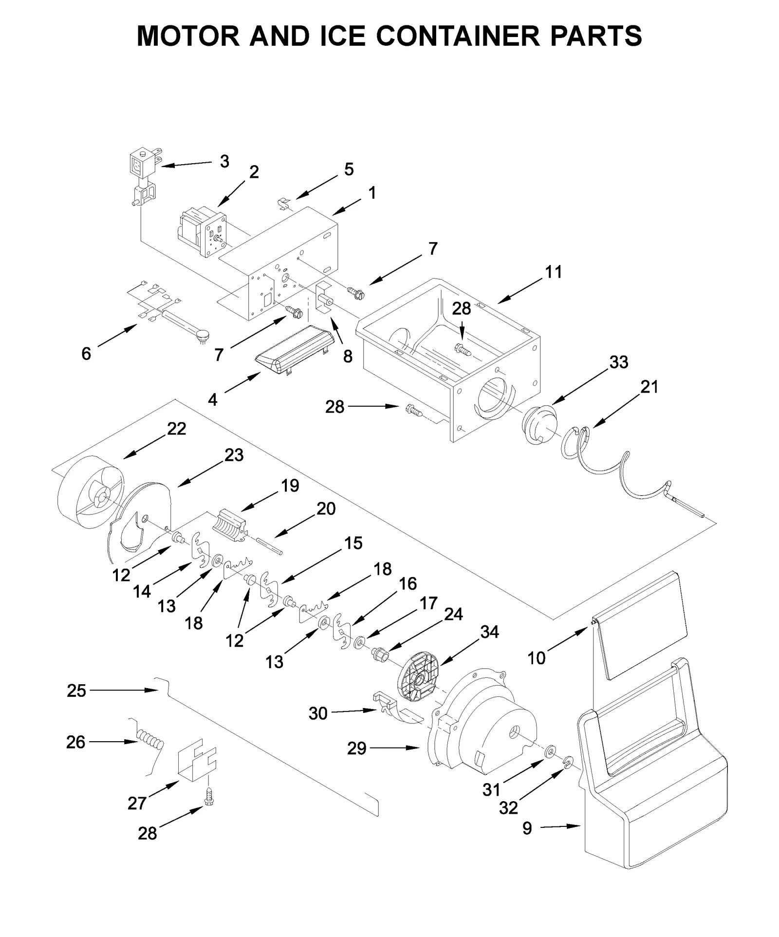 MOTOR AND ICE CONTAINER PARTS