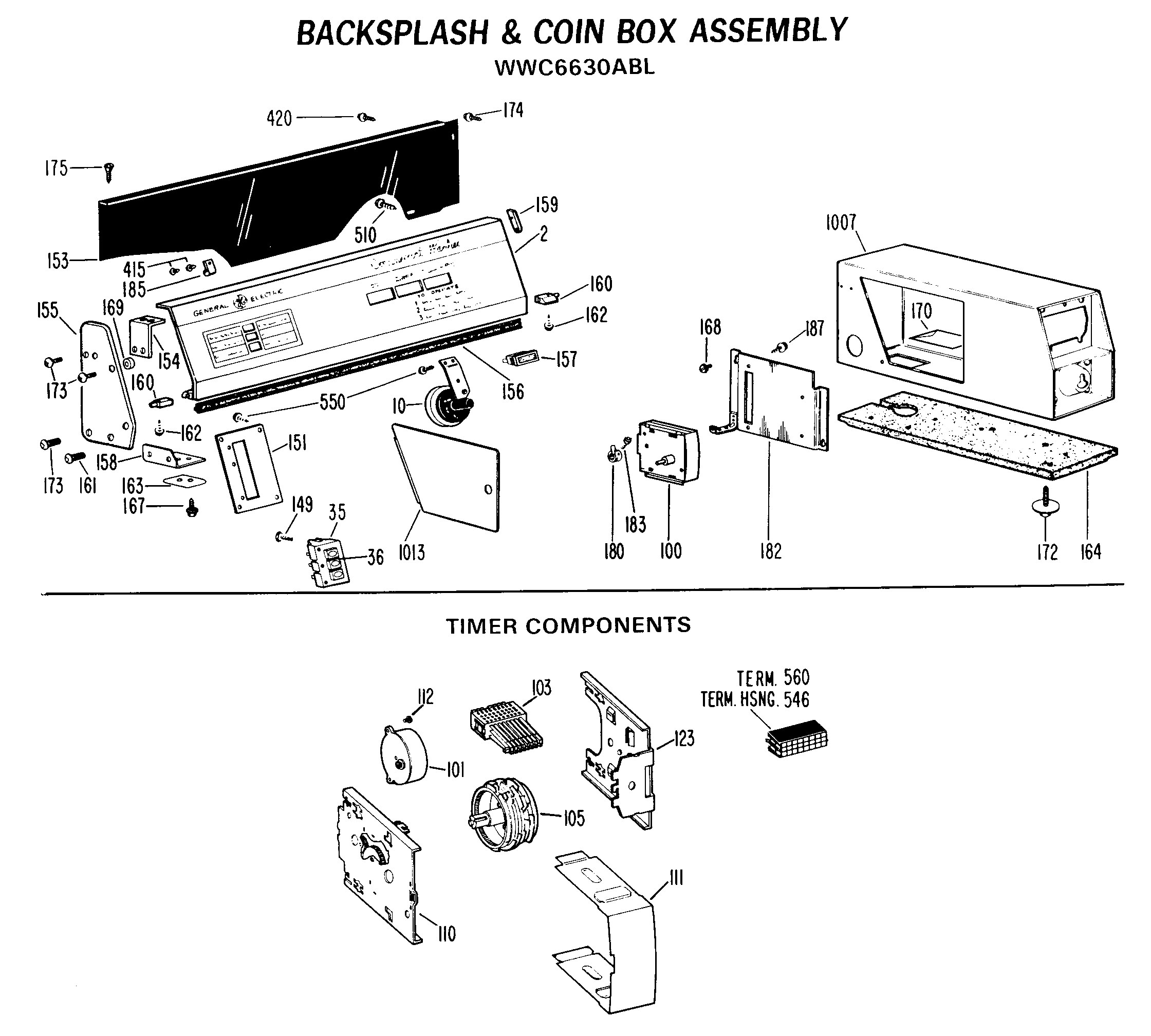 BACKSPLASH & COIN BOX ASSEMBLY