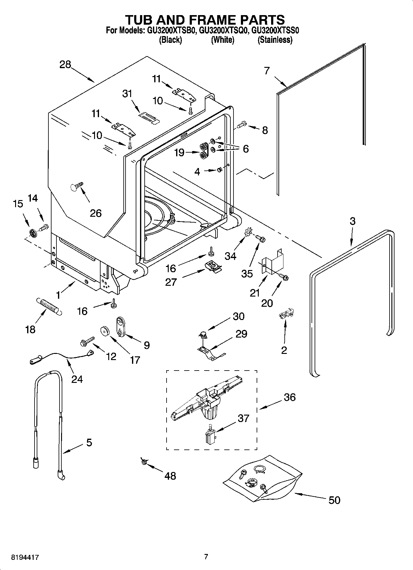 07 - TUB AND FRAME PARTS