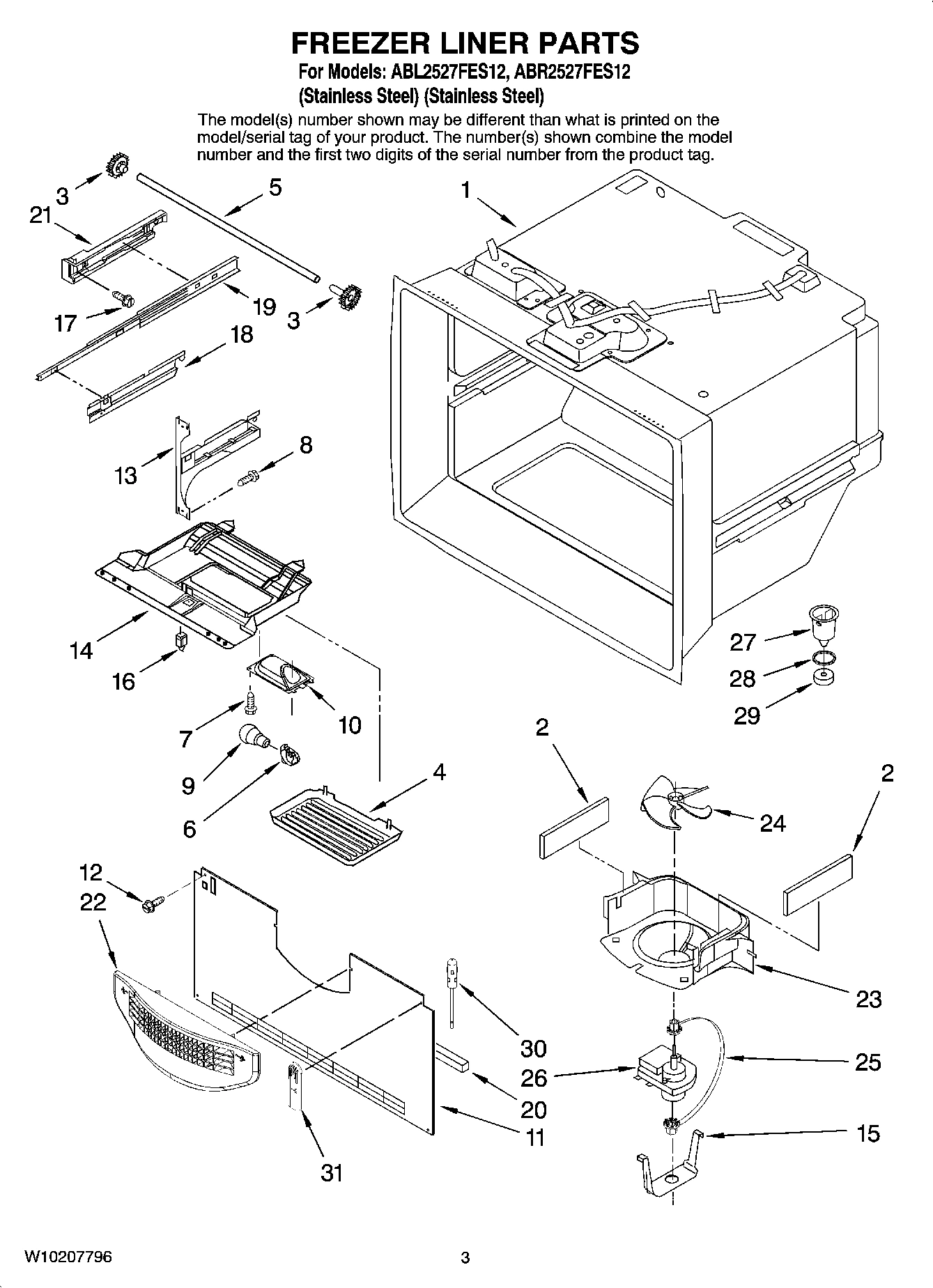 02 - FREEZER LINER PARTS