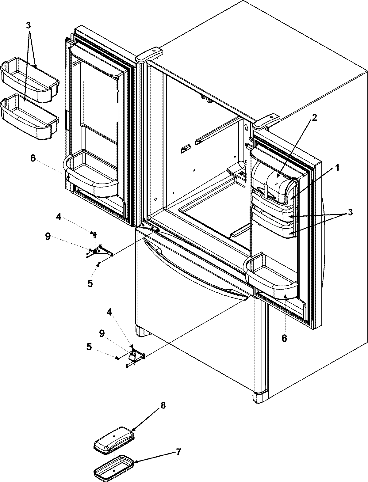10 - REF DR STORAGE & CENTER HINGES