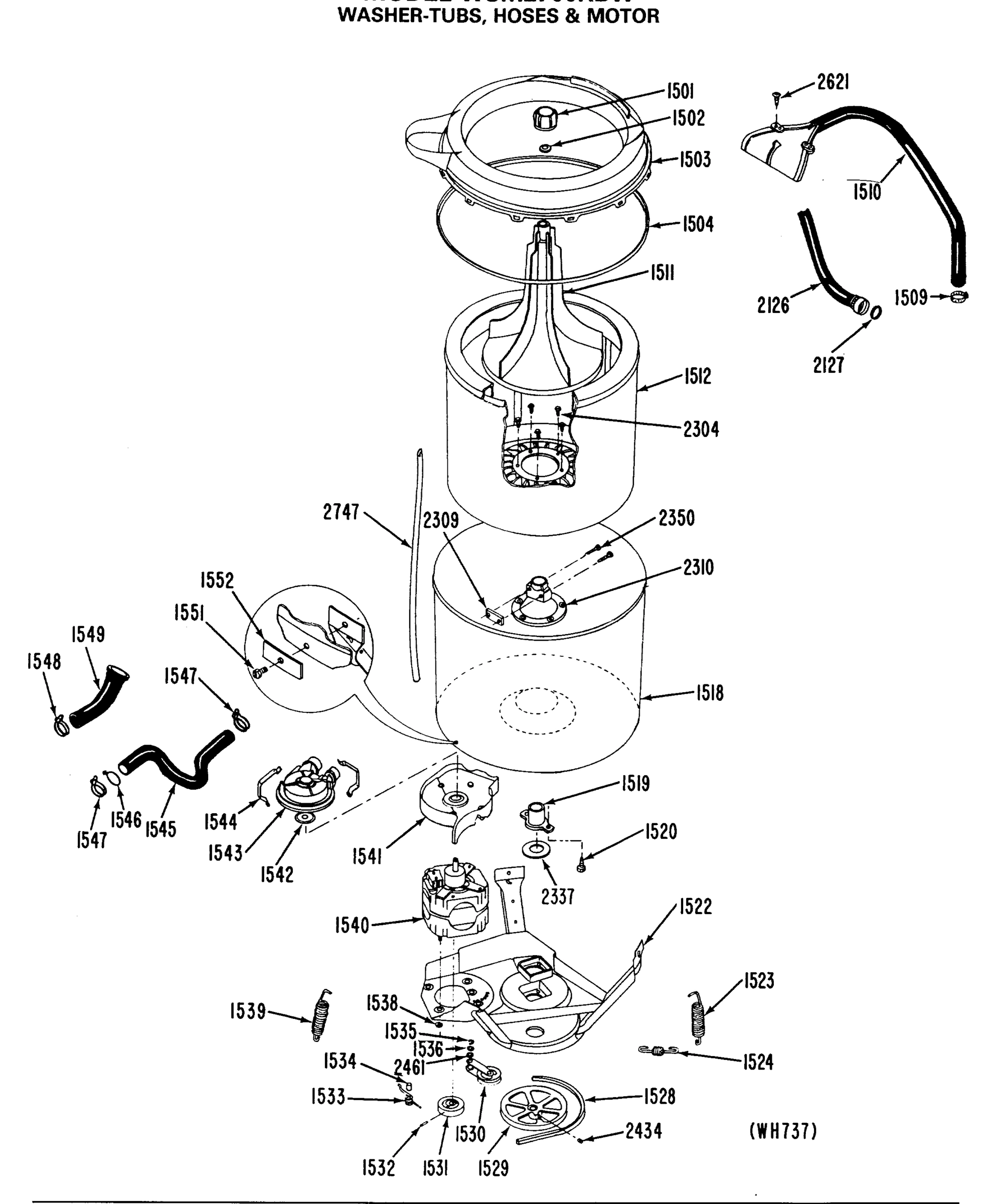 WASHER-TUBS, HOSES & MOTOR