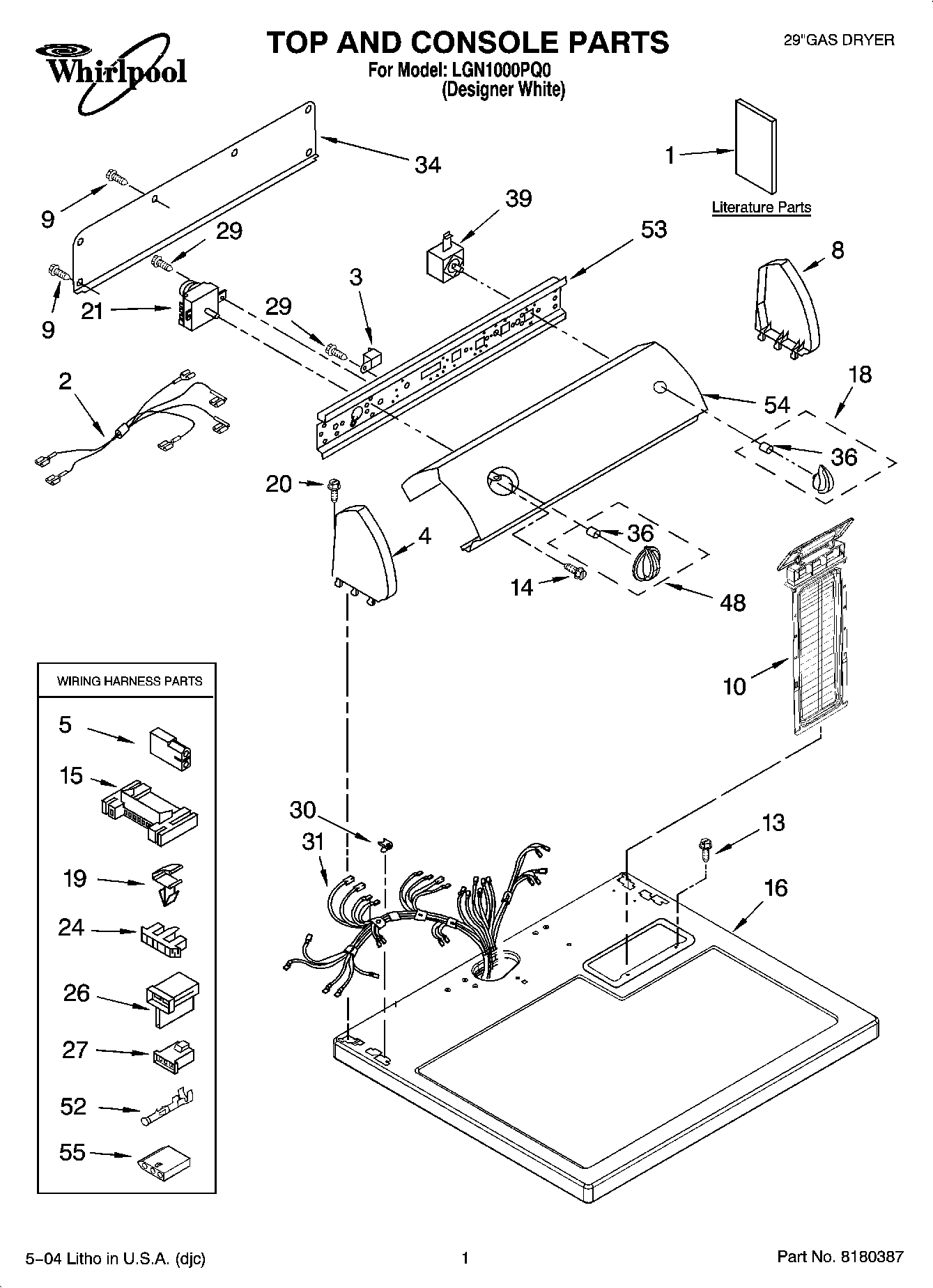 01 - TOP AND CONSOLE PARTS OPTIONAL PARTS (NOT INCLUDED)