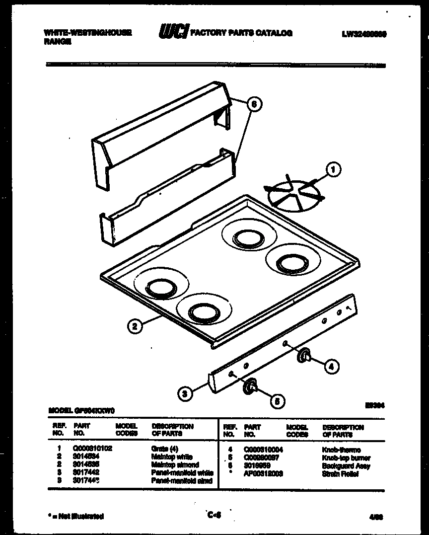 02 - BACKGUARD AND COOKTOP PARTS