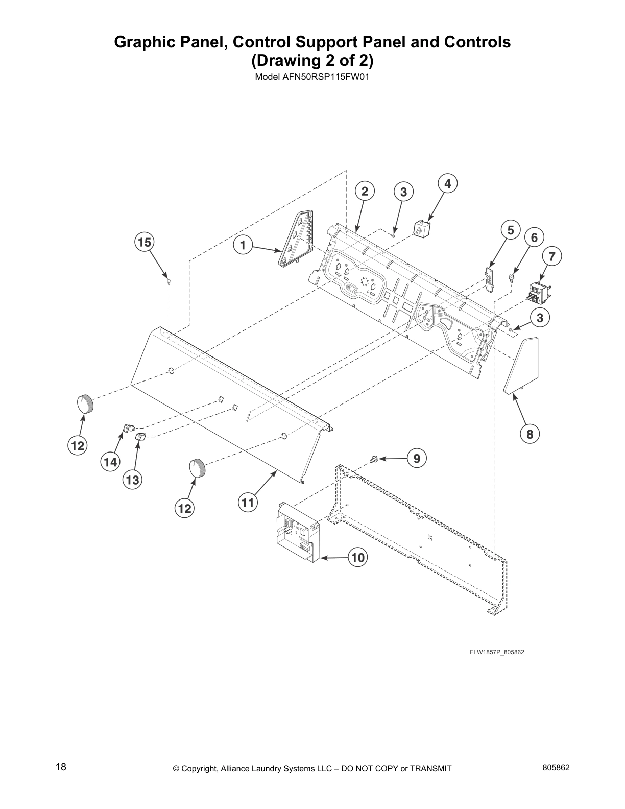 Graphic Panel, Control Support Panel and Controls
(Drawing 2 of 2)