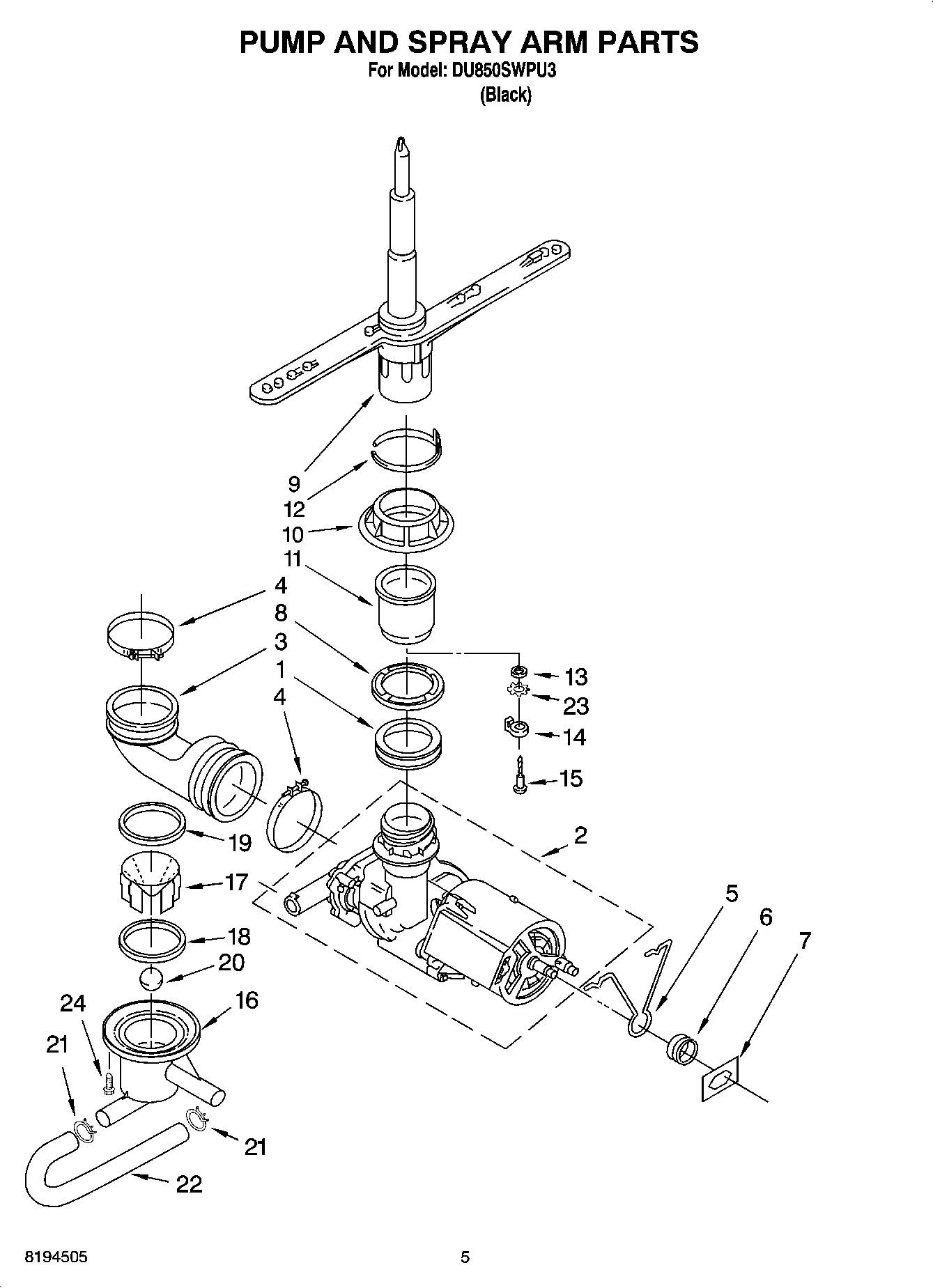 04 - PUMP AND SPRAY ARM PARTS