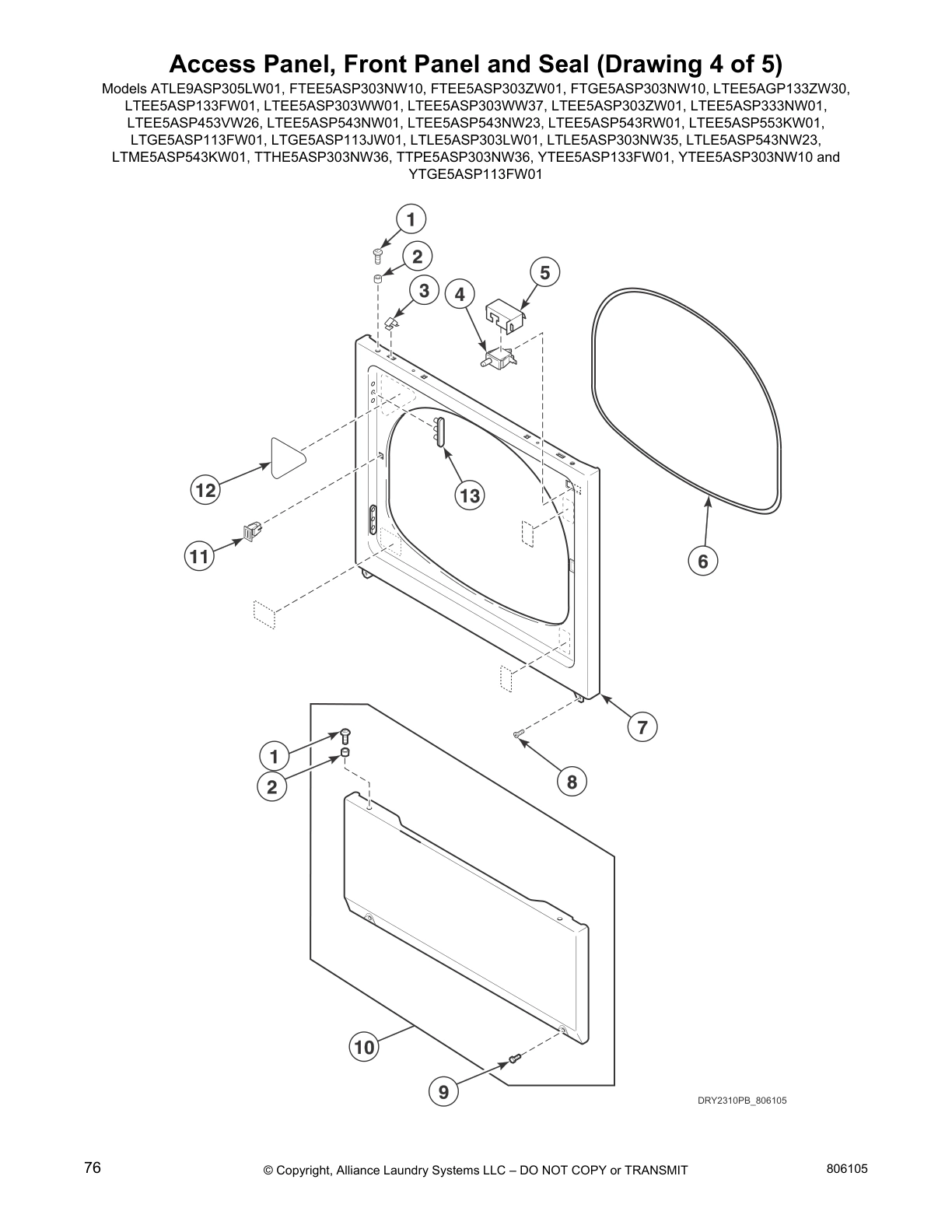 Access Panel, Front Panel and Seal (Drawing 4 of 5)