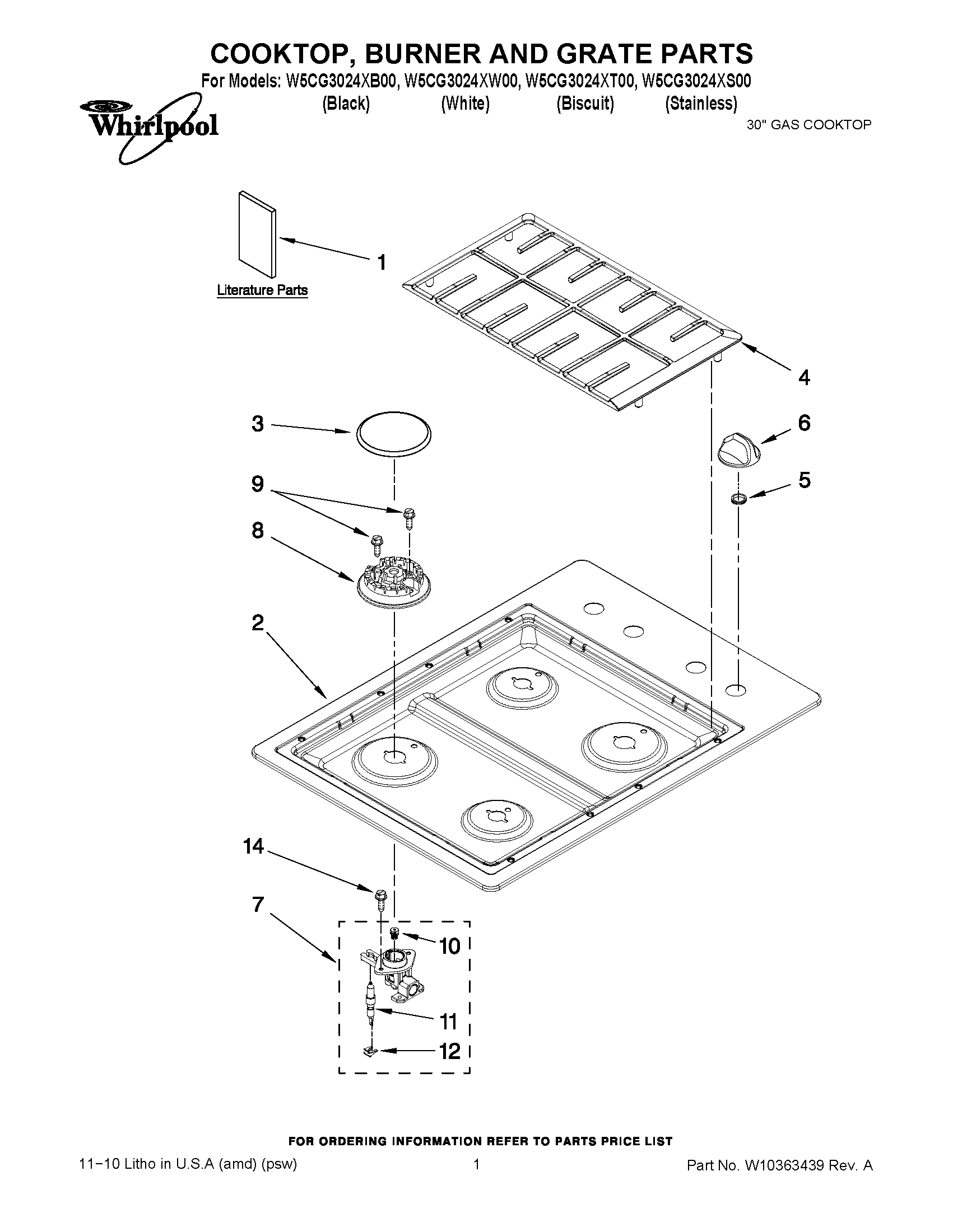 01 - COOKTOP, BURNER AND GRATE PARTS
