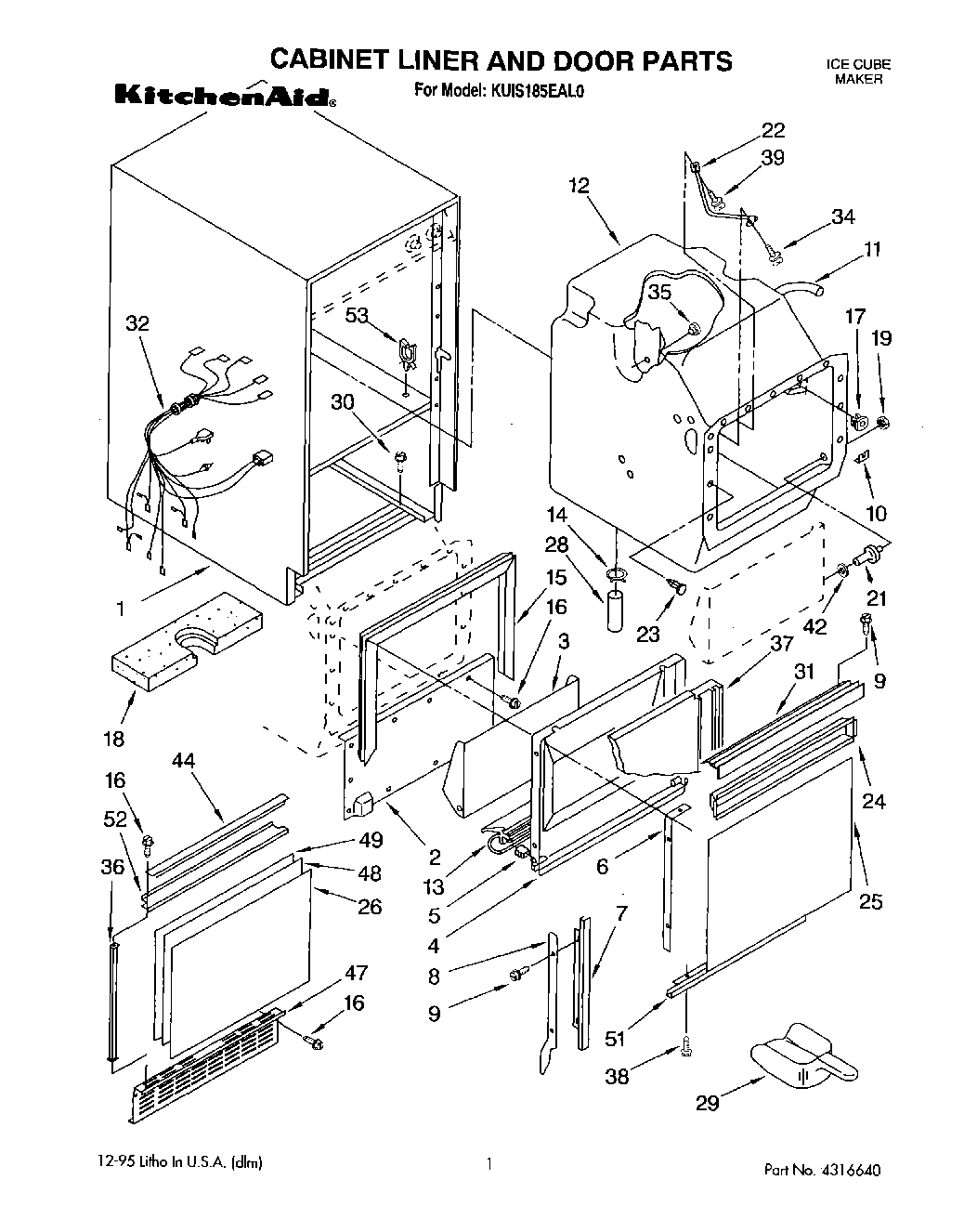 01 - CABINET LINER AND DOOR, LIT/OPTIONAL