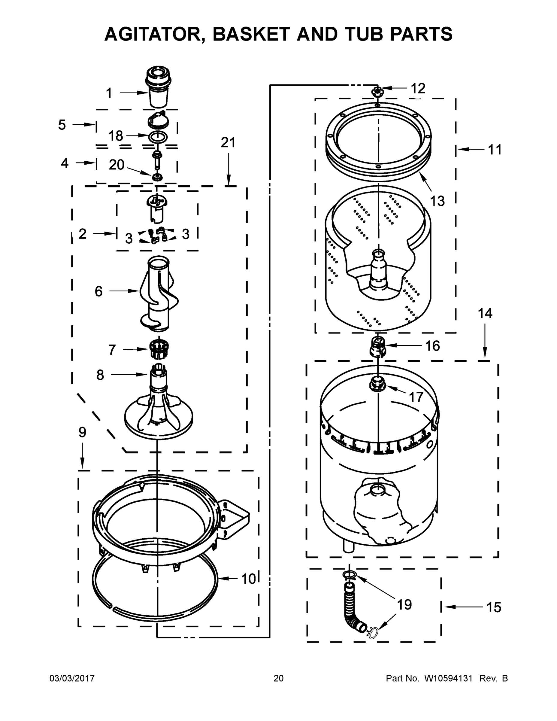 11 - AGITATOR, BASKET AND TUB PARTS