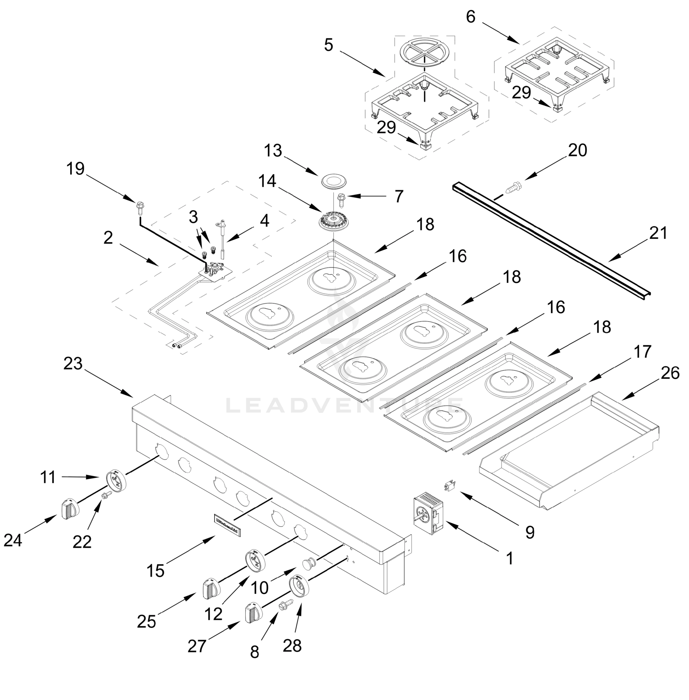 COOKTOP, BURNER, AND GRATE PARTS