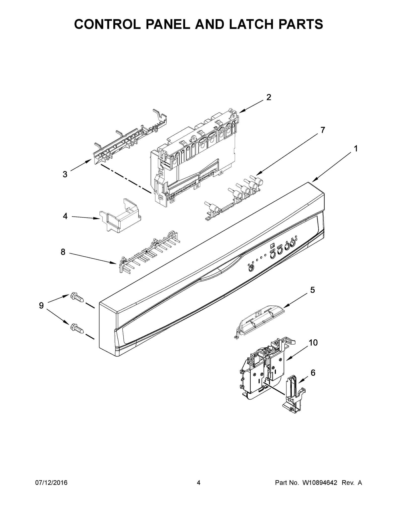 CONTROL PANEL AND LATCH PARTS