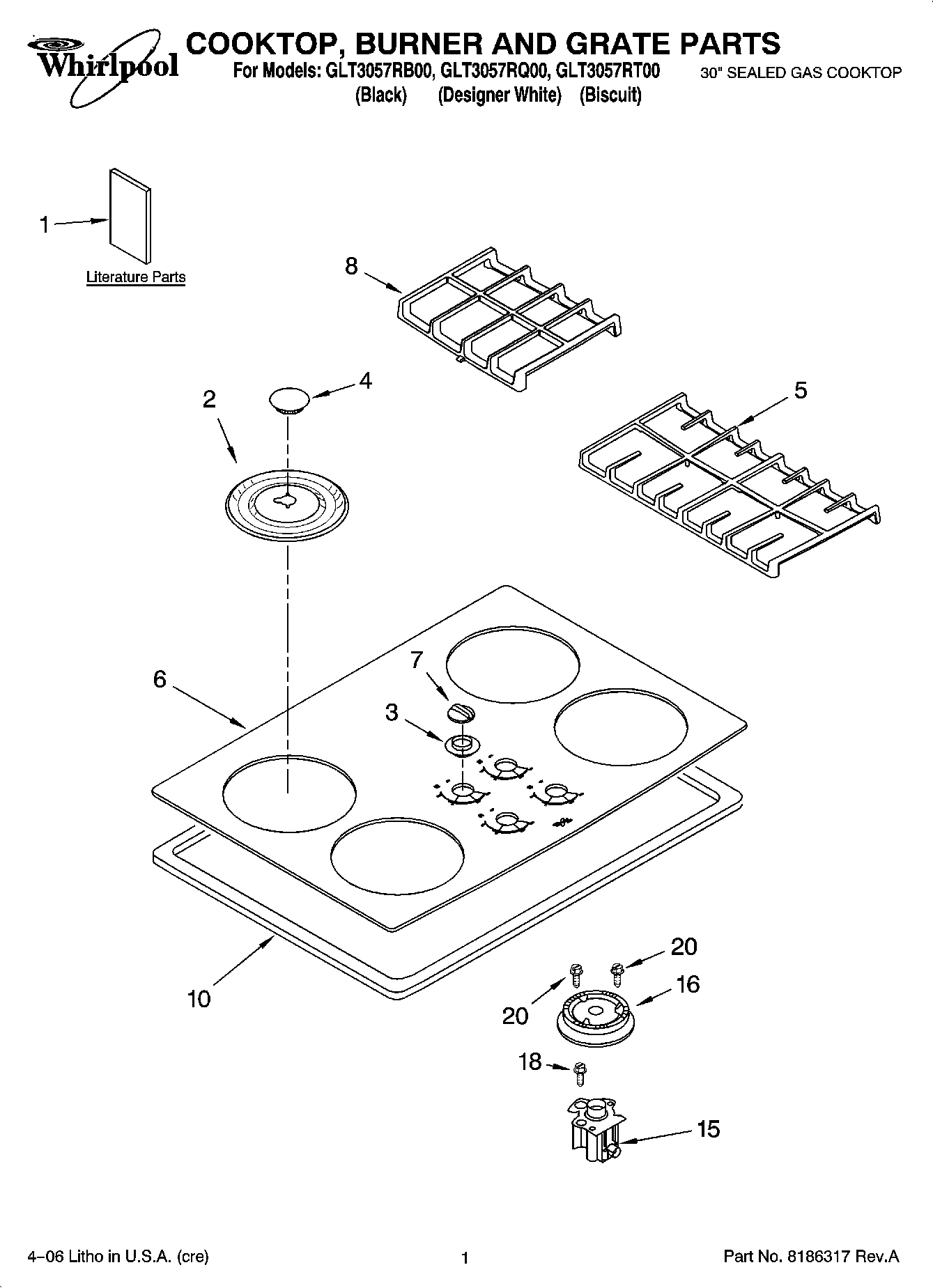 01 - COOKTOP, BURNER AND GRATE PARTS