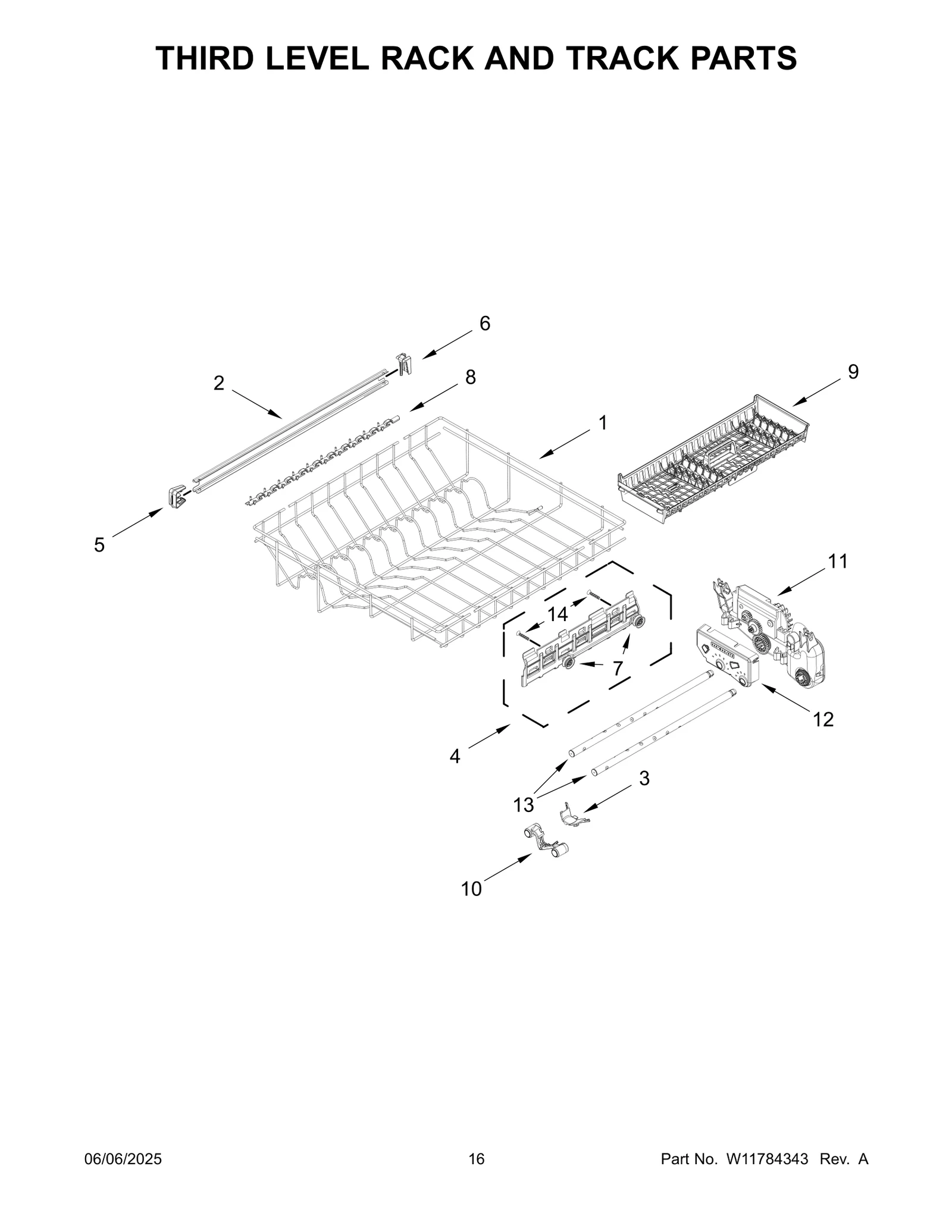 THIRD LEVEL RACK AND TRACK PARTS