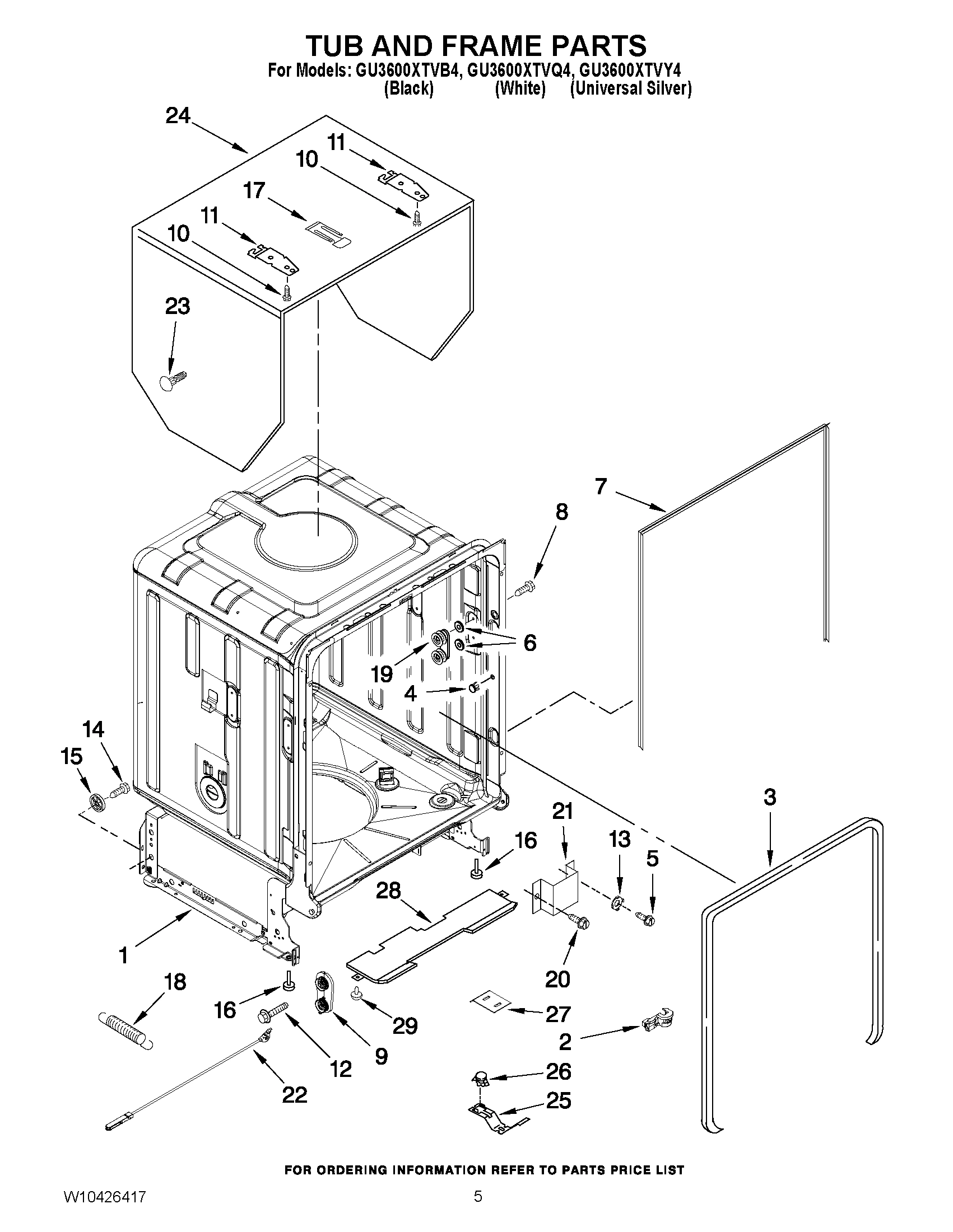 05 - TUB AND FRAME PARTS