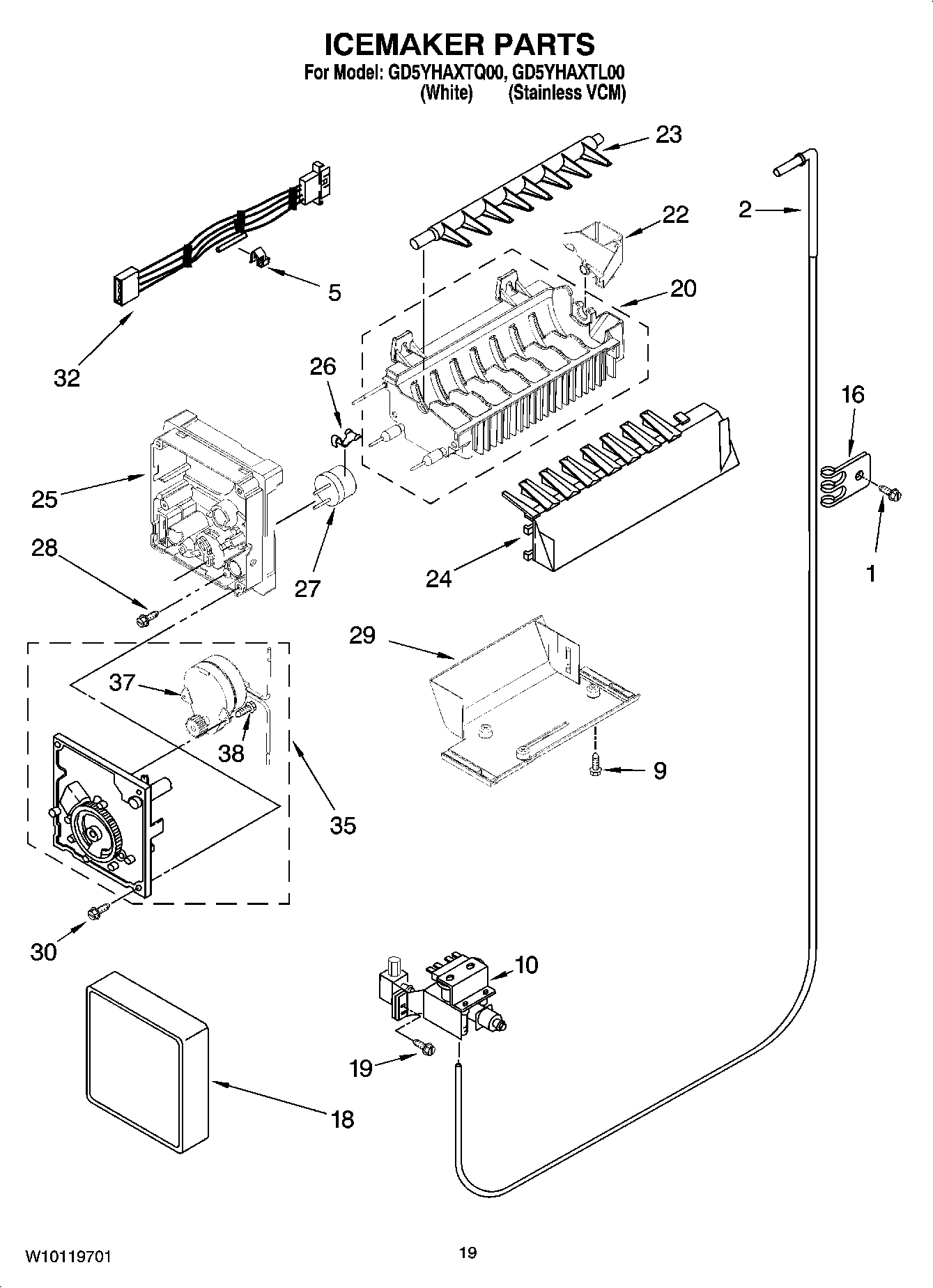 12 - ICEMAKER PARTS, OPTIONAL PARTS (NOT INCLUDED)