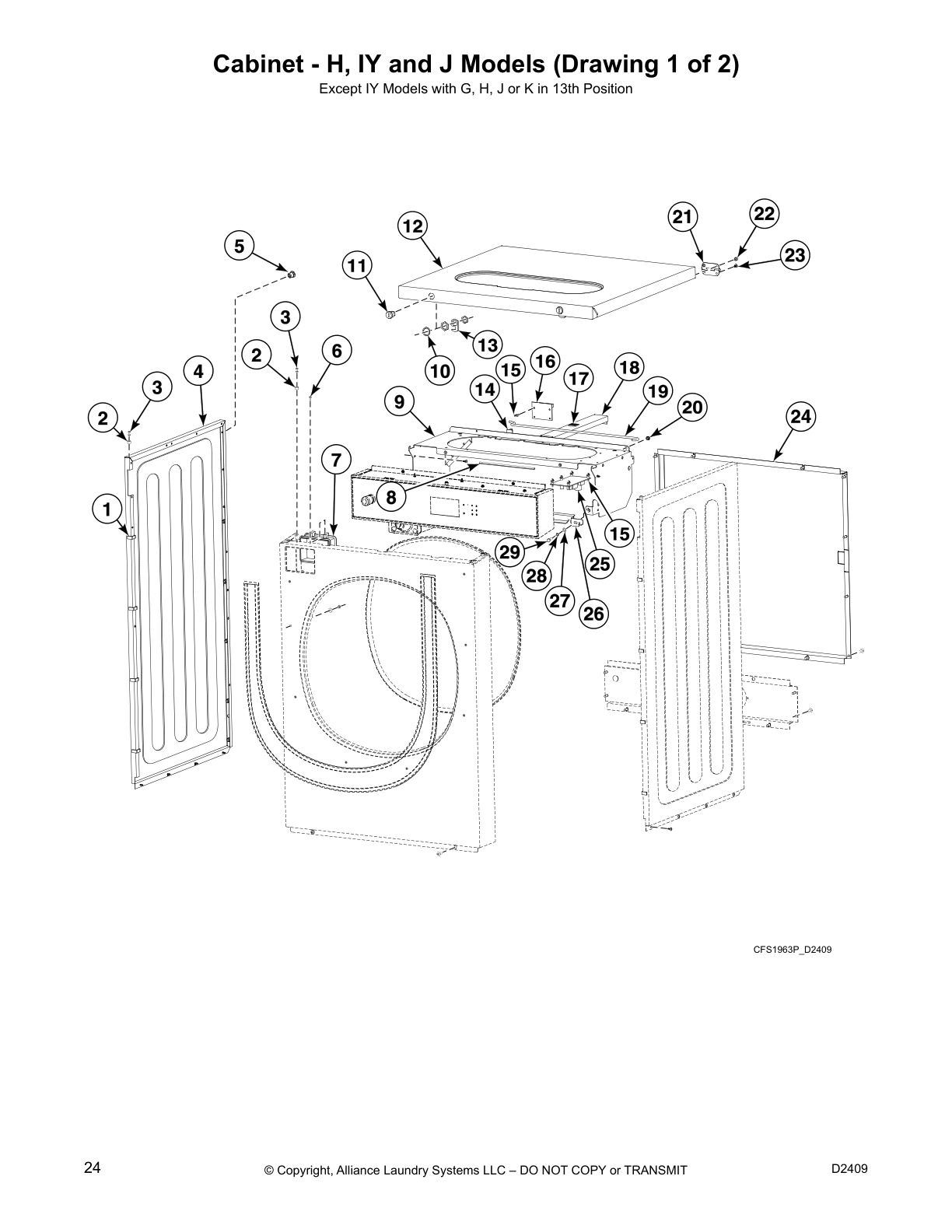 Cabinet - H, IY and J Models (Drawing 1 of 2)