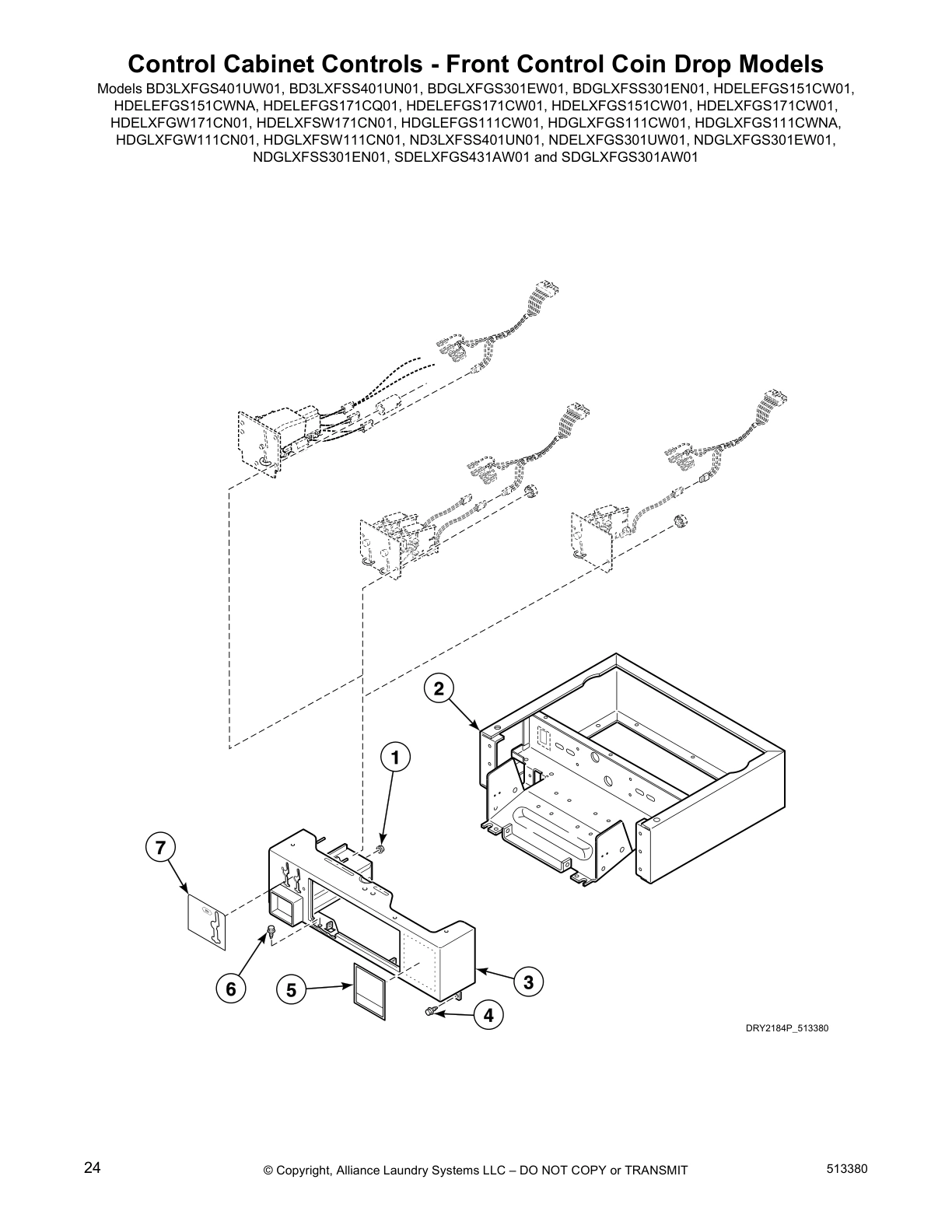 Control Cabinet Controls - Front Control Coin Drop Models