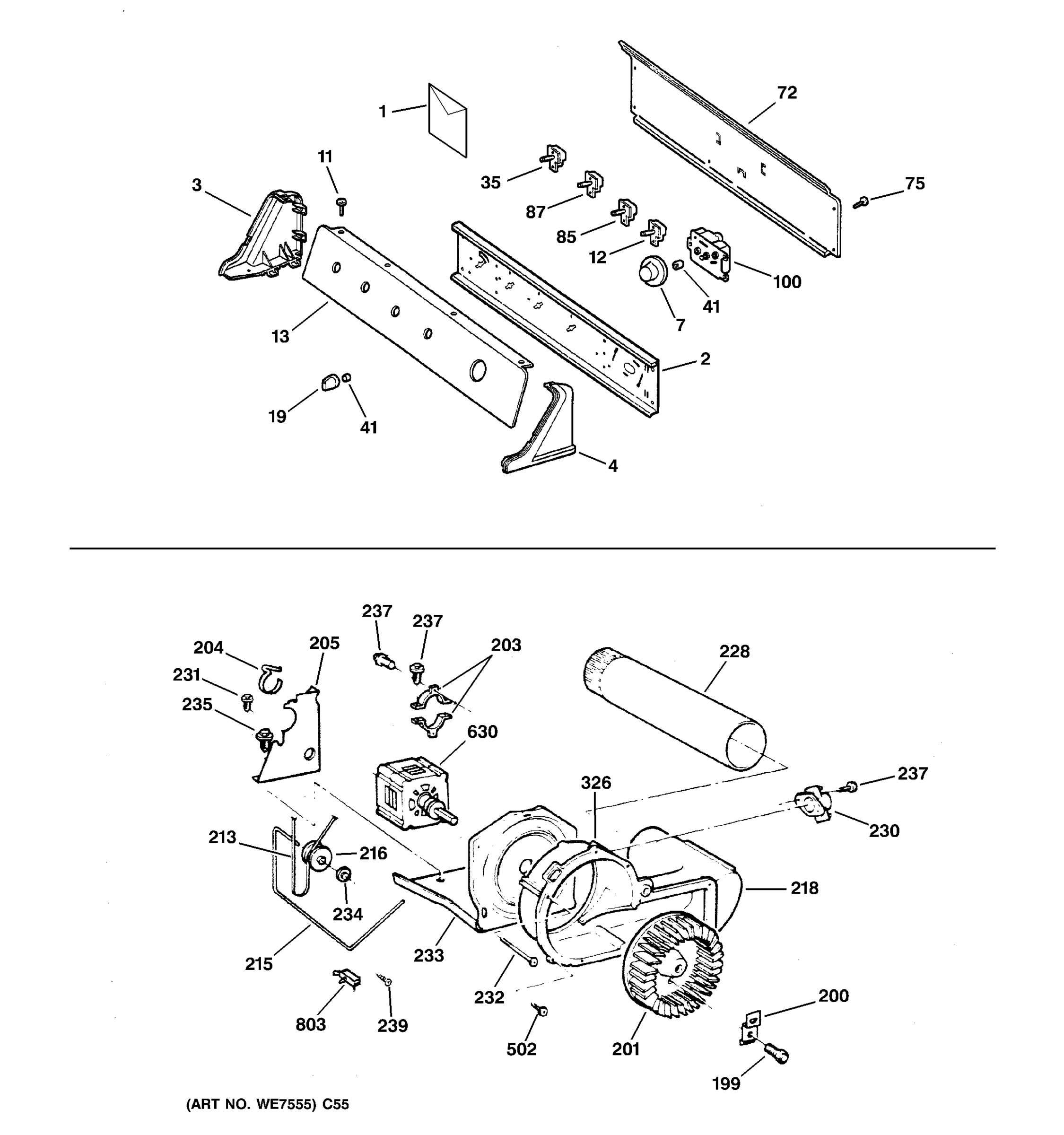 BACKSPLASH, BLOWER & MOTOR ASSEMBLY