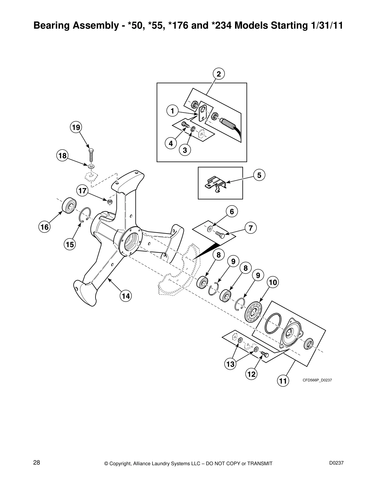 Bearing Assembly - *50, *55, *176 and *234 Models Starting 1/31/11