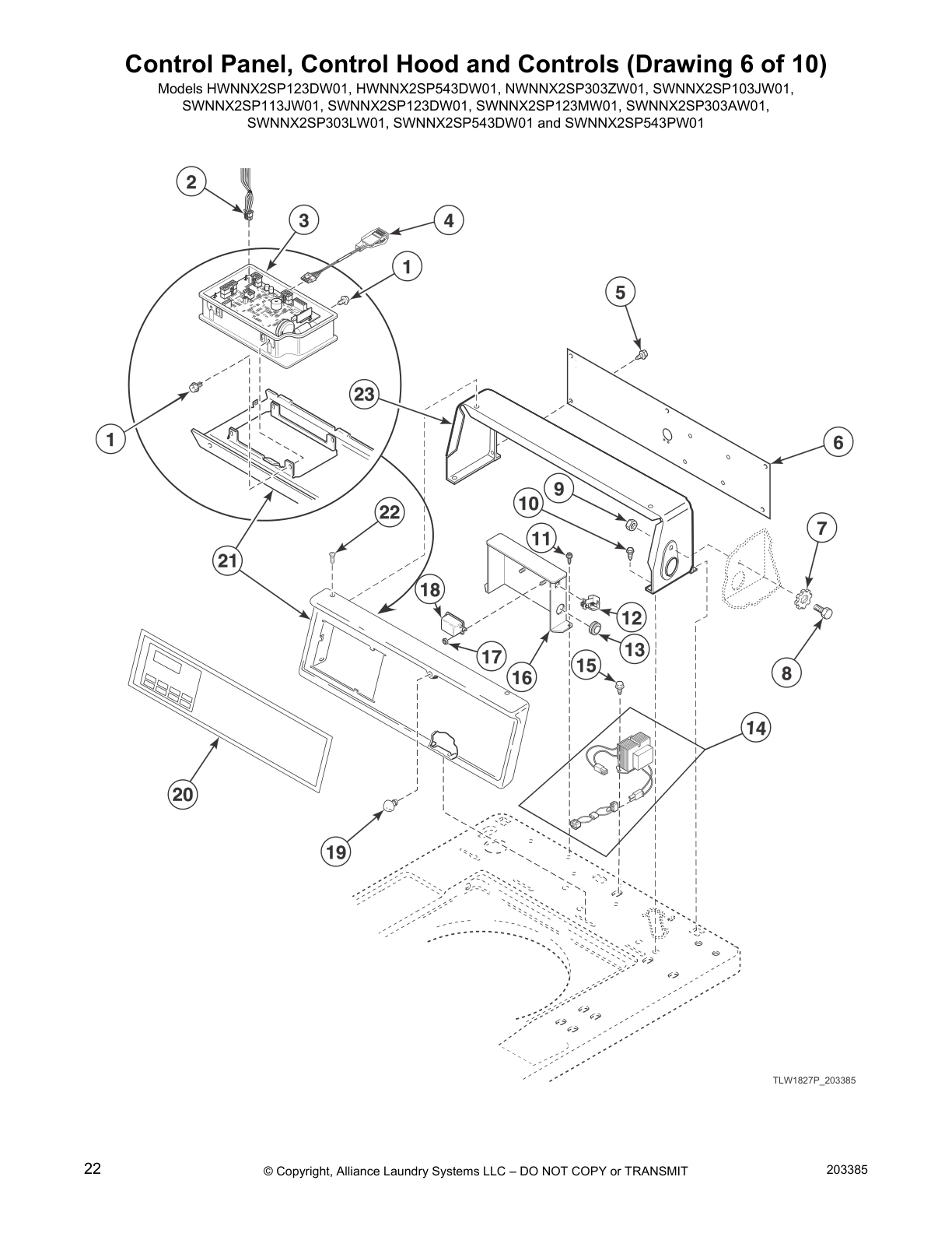 Control Panel, Control Hood and Controls (Drawing 6 of 10)