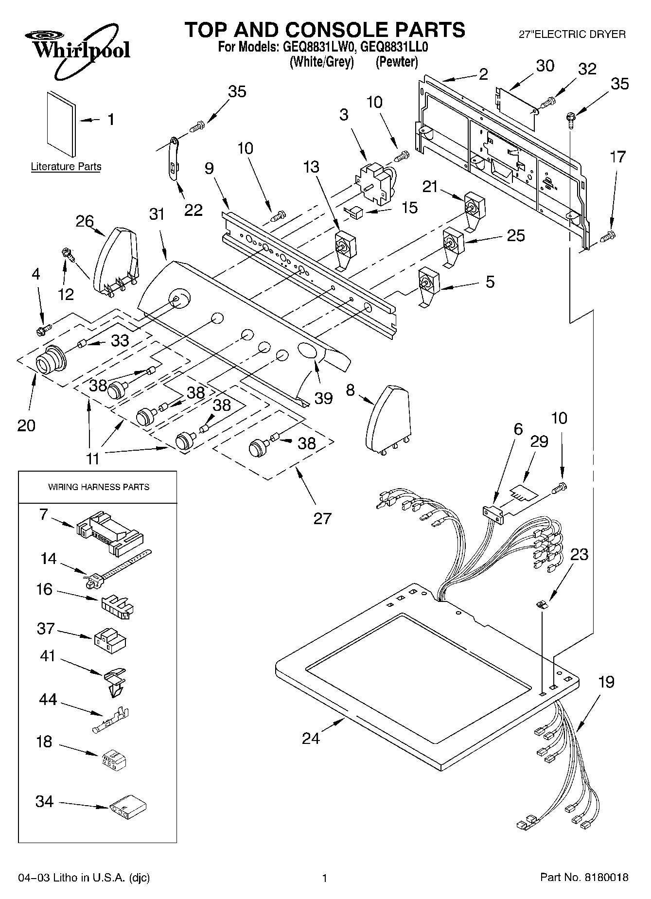01 - TOP AND CONSOLE PARTS