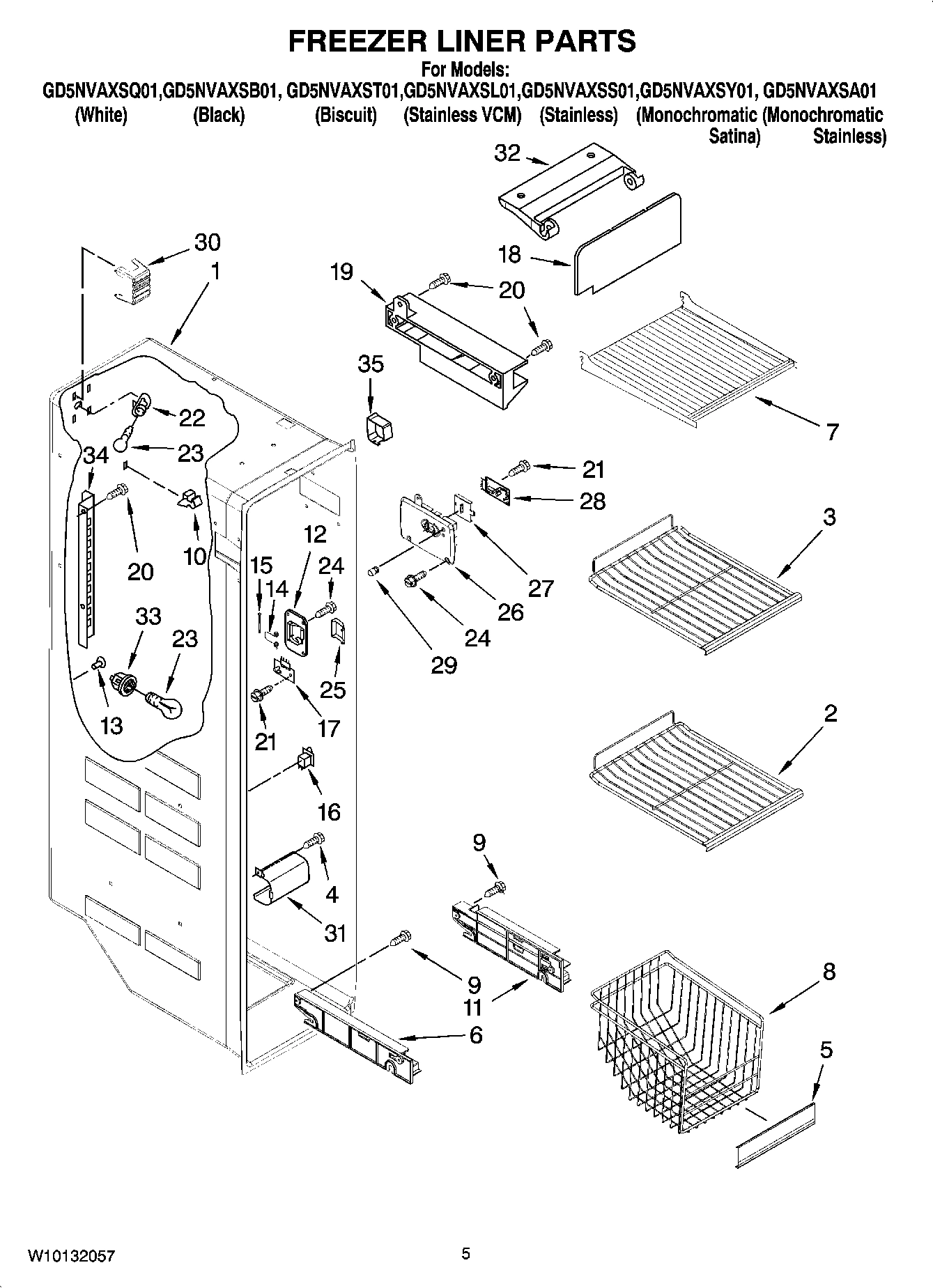 04 - FREEZER LINER PARTS