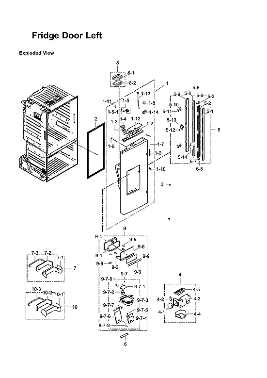 Left Refrigerator Door Parts