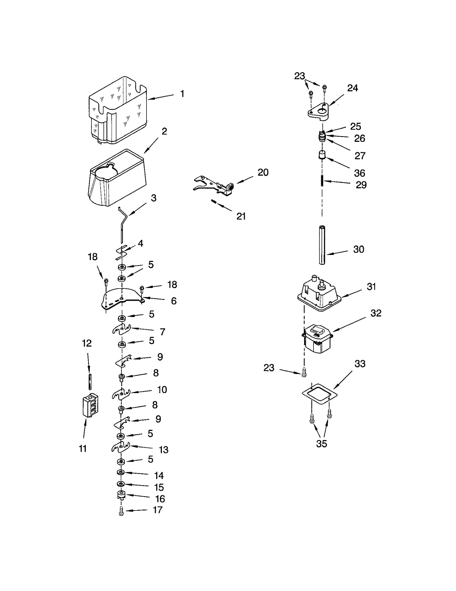 MOTOR AND ICE CONTAINER