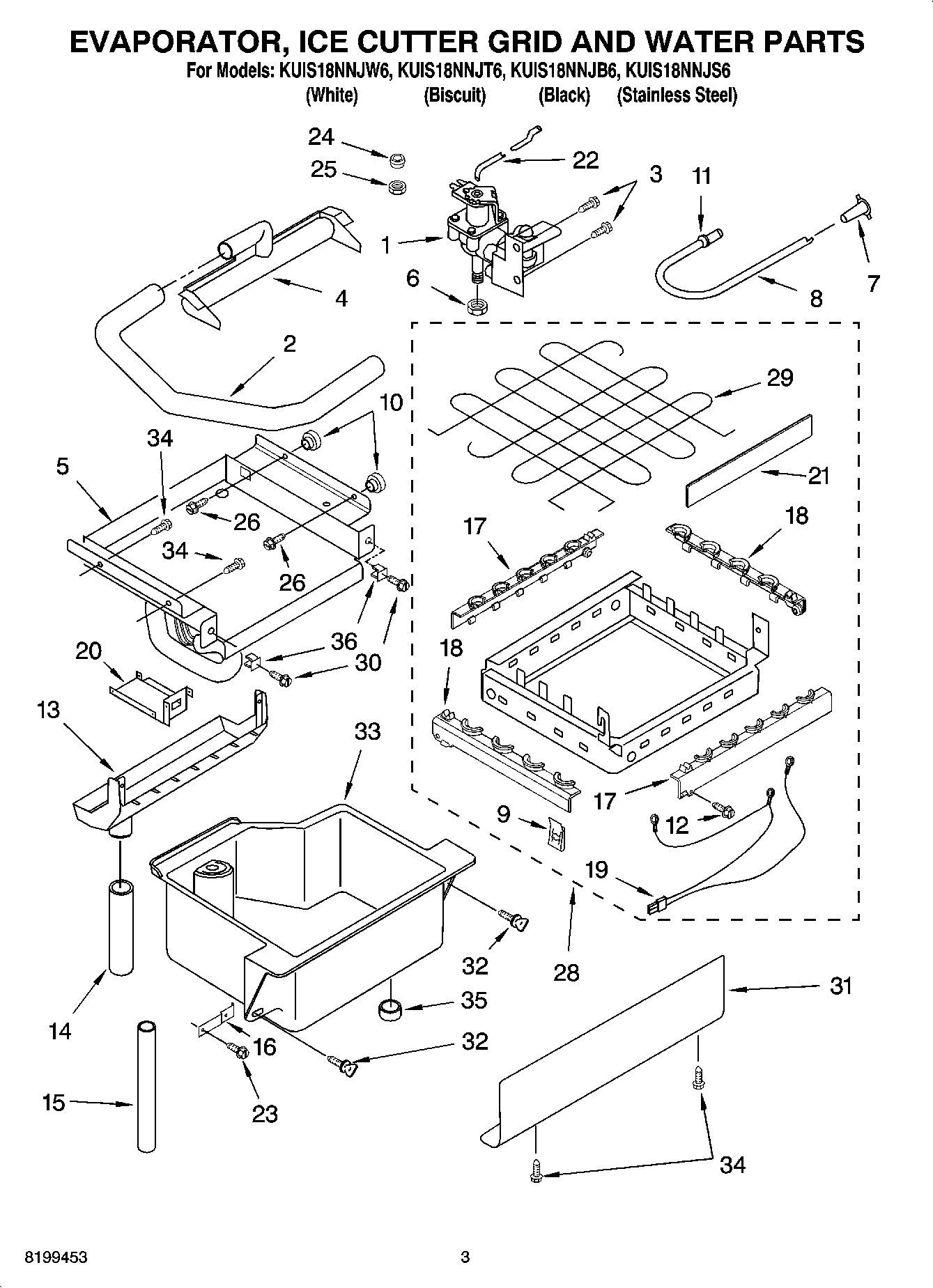 02 - EVAPORATOR, ICE CUTTER GRID AND WATER PARTS