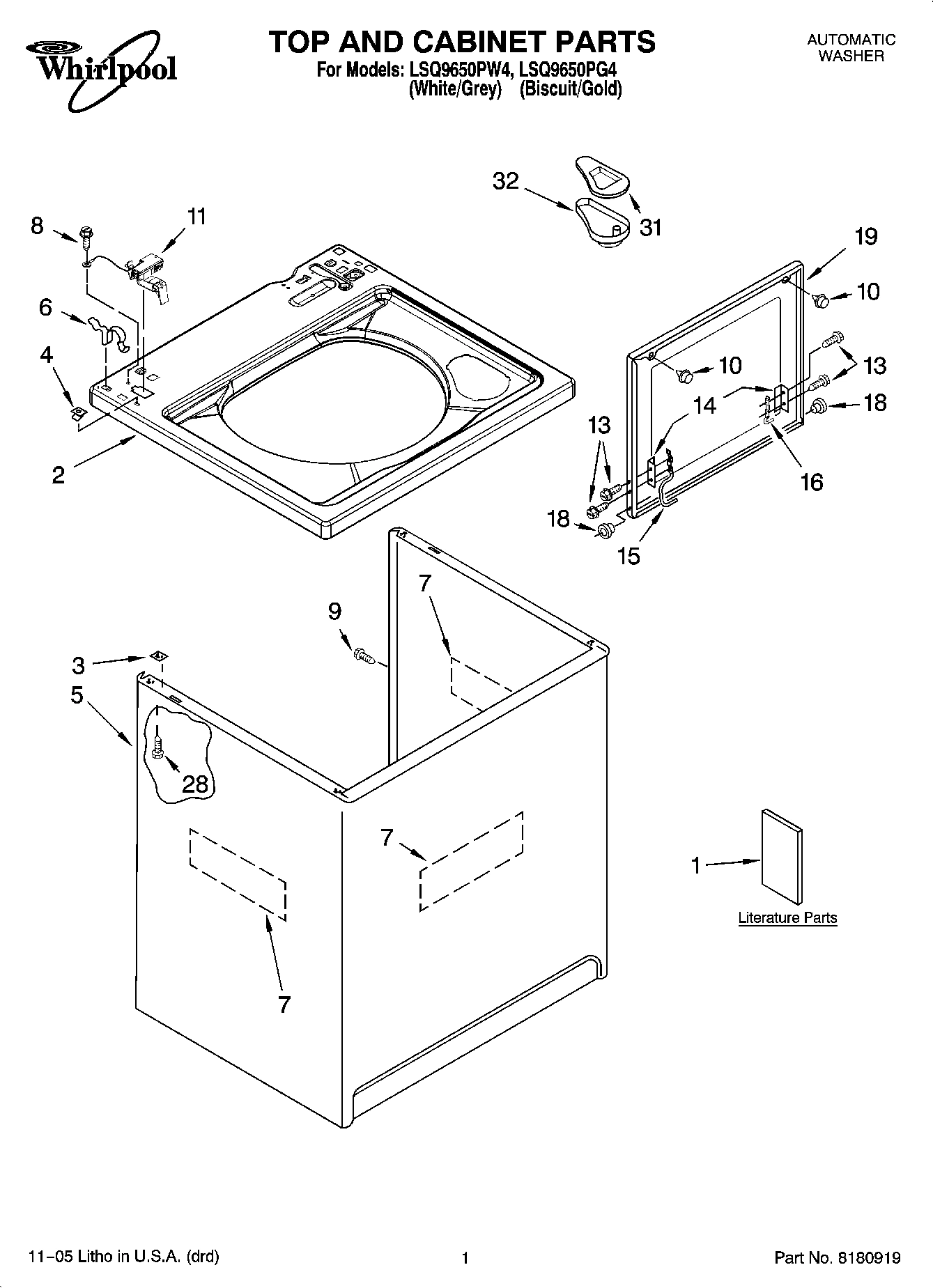 01 - TOP AND CABINET PARTS