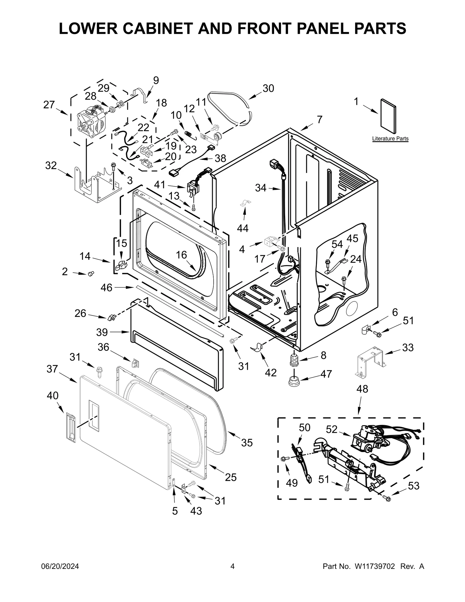 LOWER CABINET AND FRONT PANEL PARTS