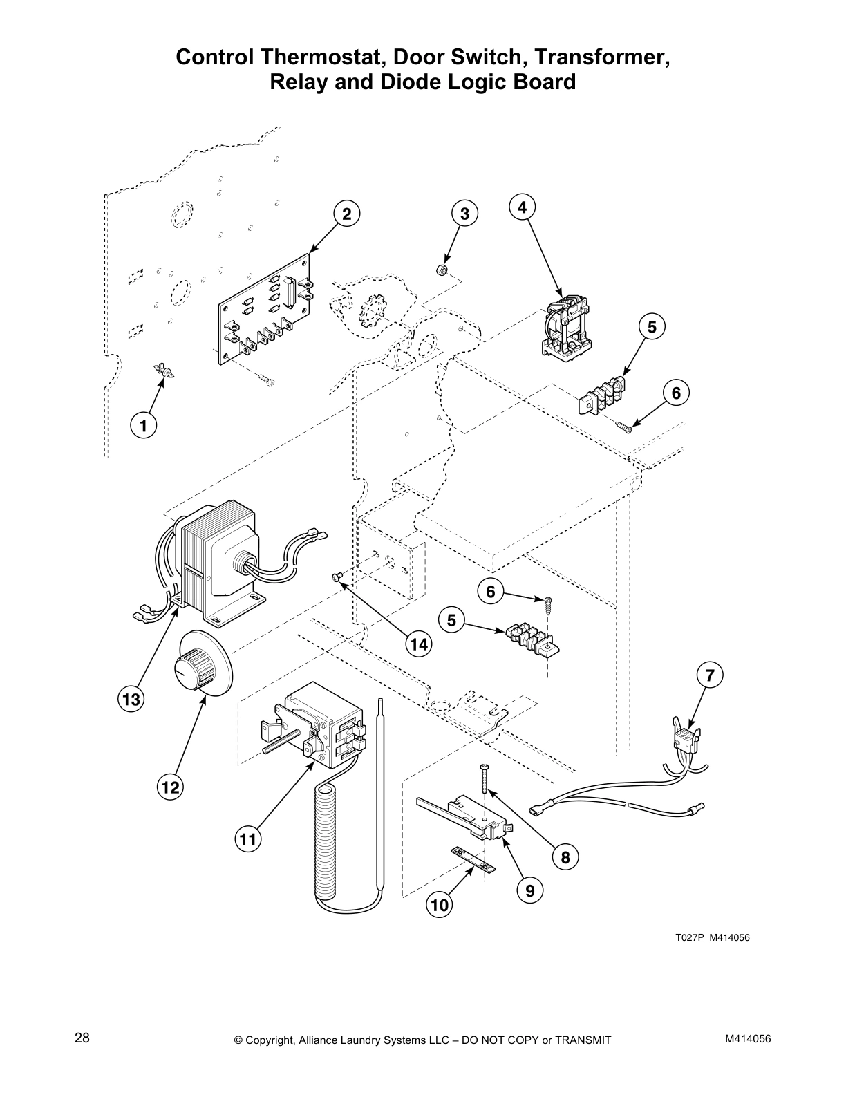 Control Thermostat, Door Switch, Transformer, 
Relay and Diode Logic Board