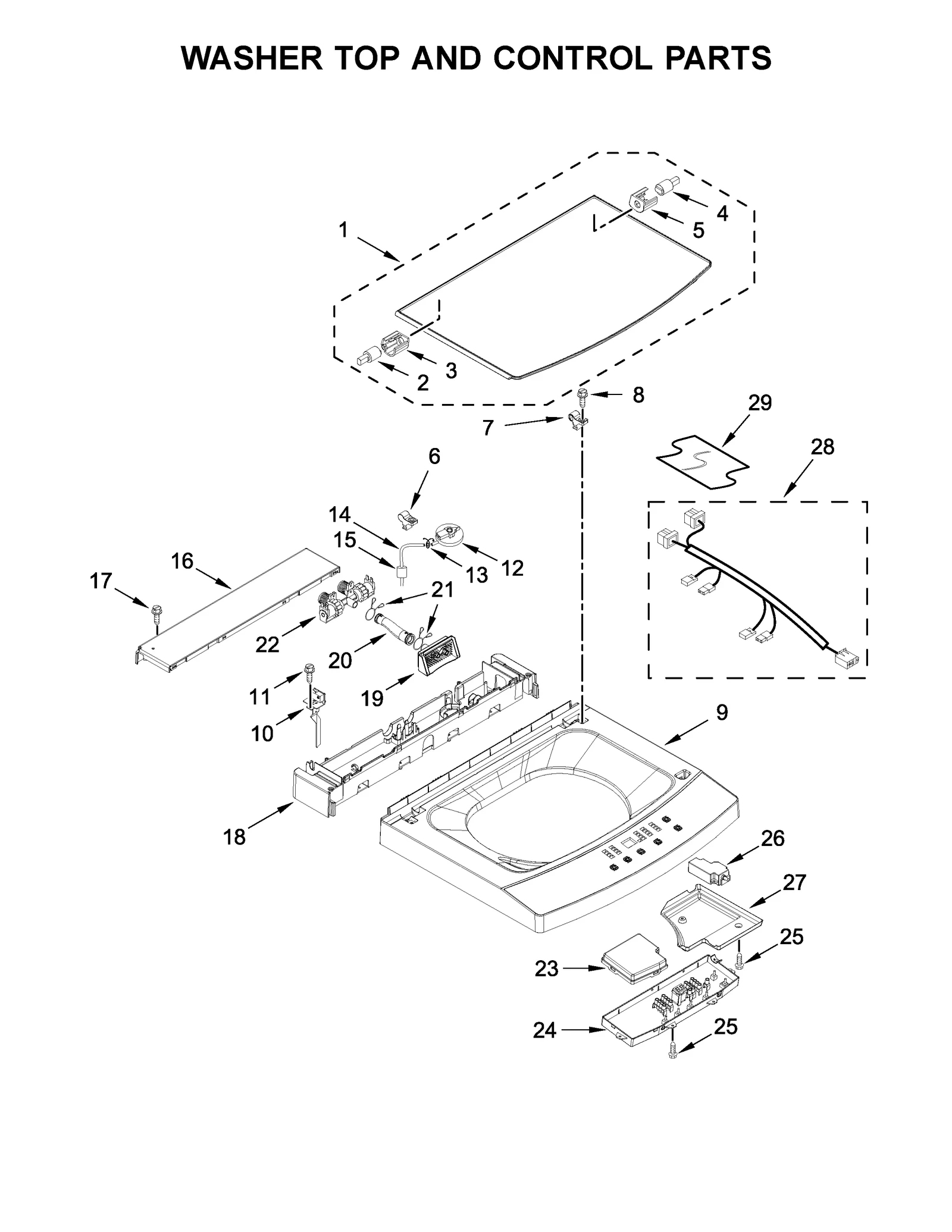 WASHER TOP AND CONTROL PARTS