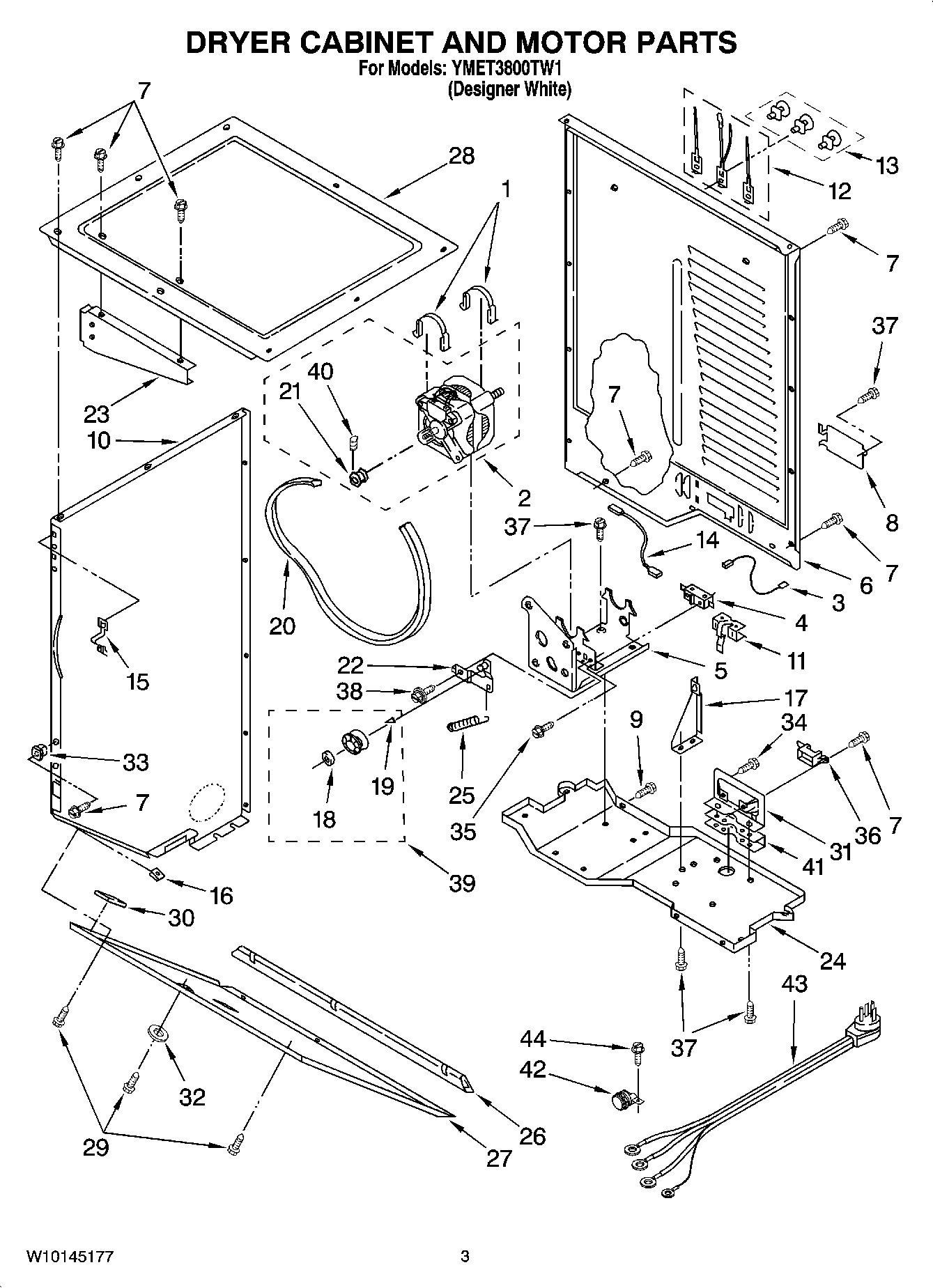 03 - DRYER CABINET AND MOTOR PARTS