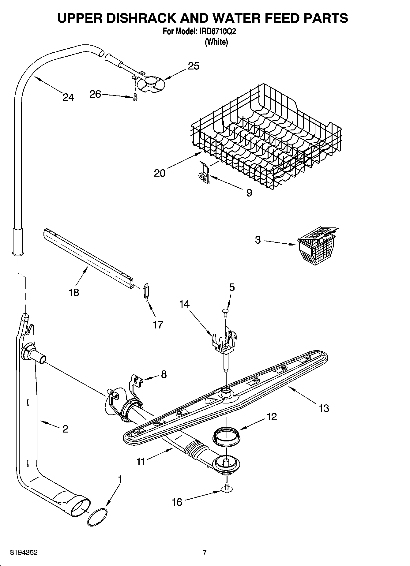 05 - UPPER DISHRACK AND WATER FEED PARTS