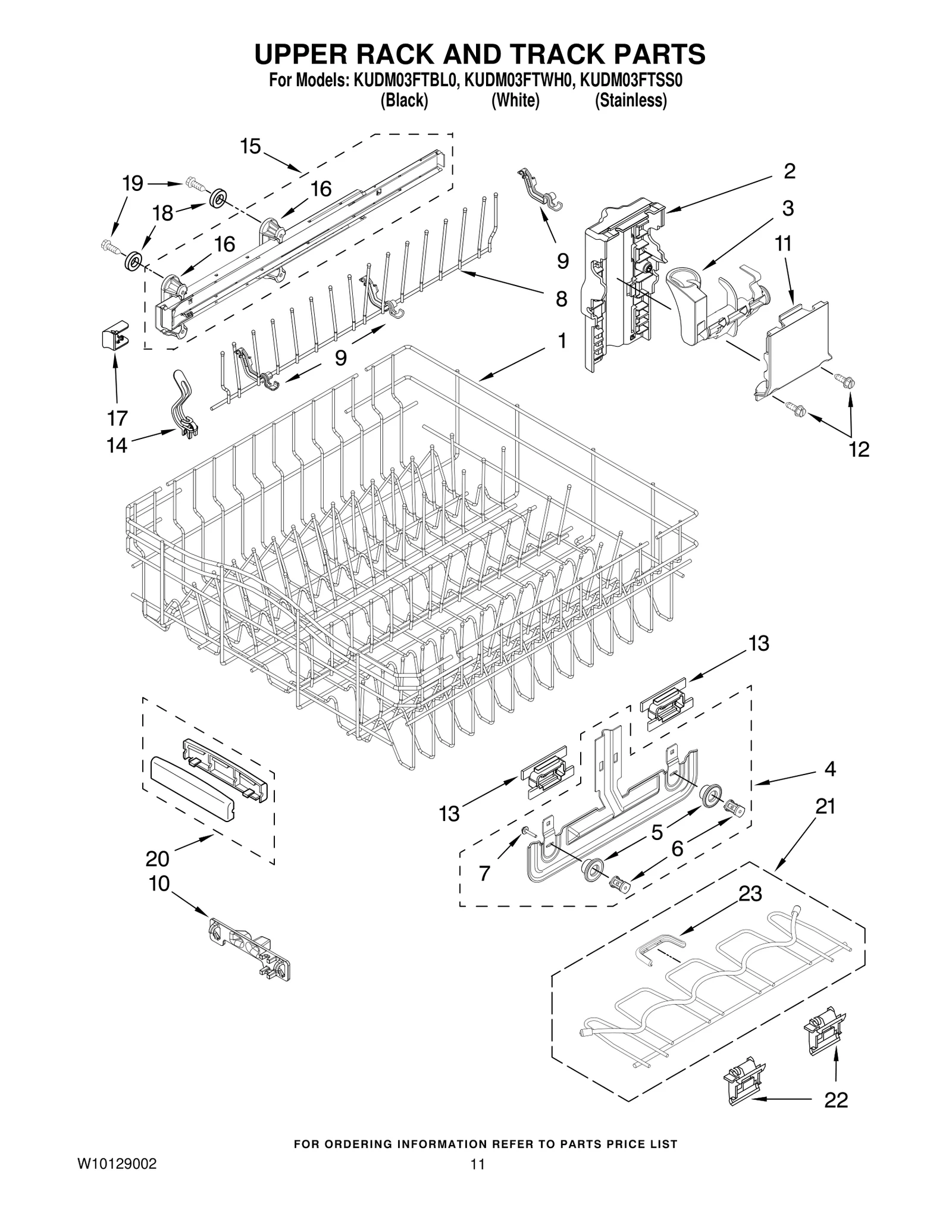 UPPER RACK AND TRACK PARTS