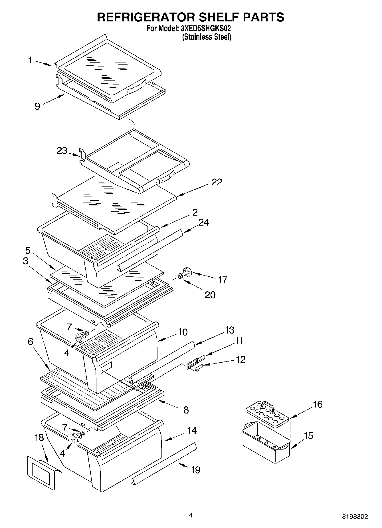 03 - REFRIGERATOR SHELF PARTS