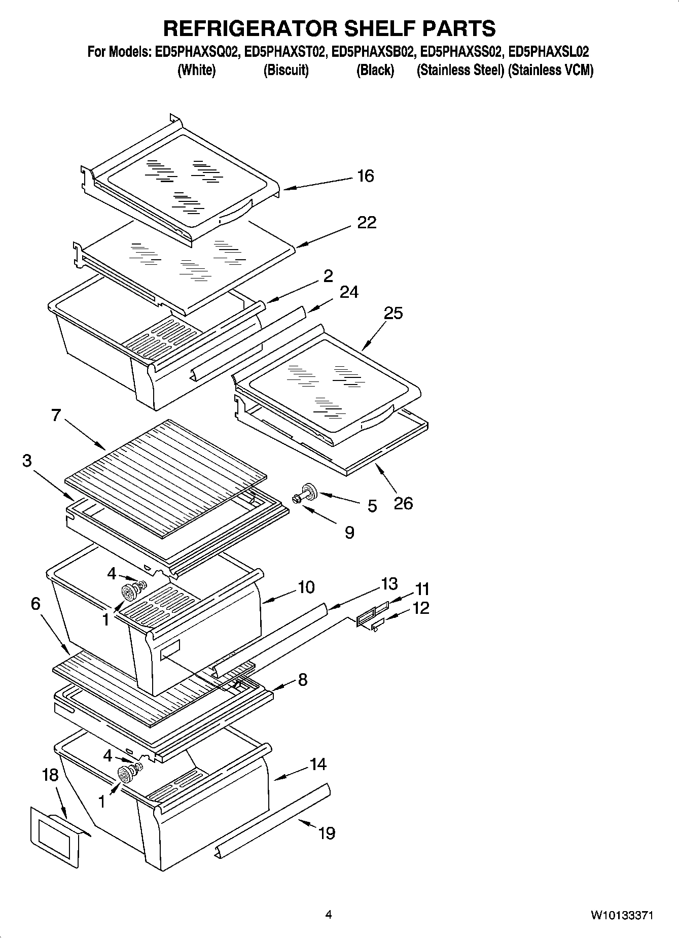 03 - REFRIGERATOR SHELF PARTS
