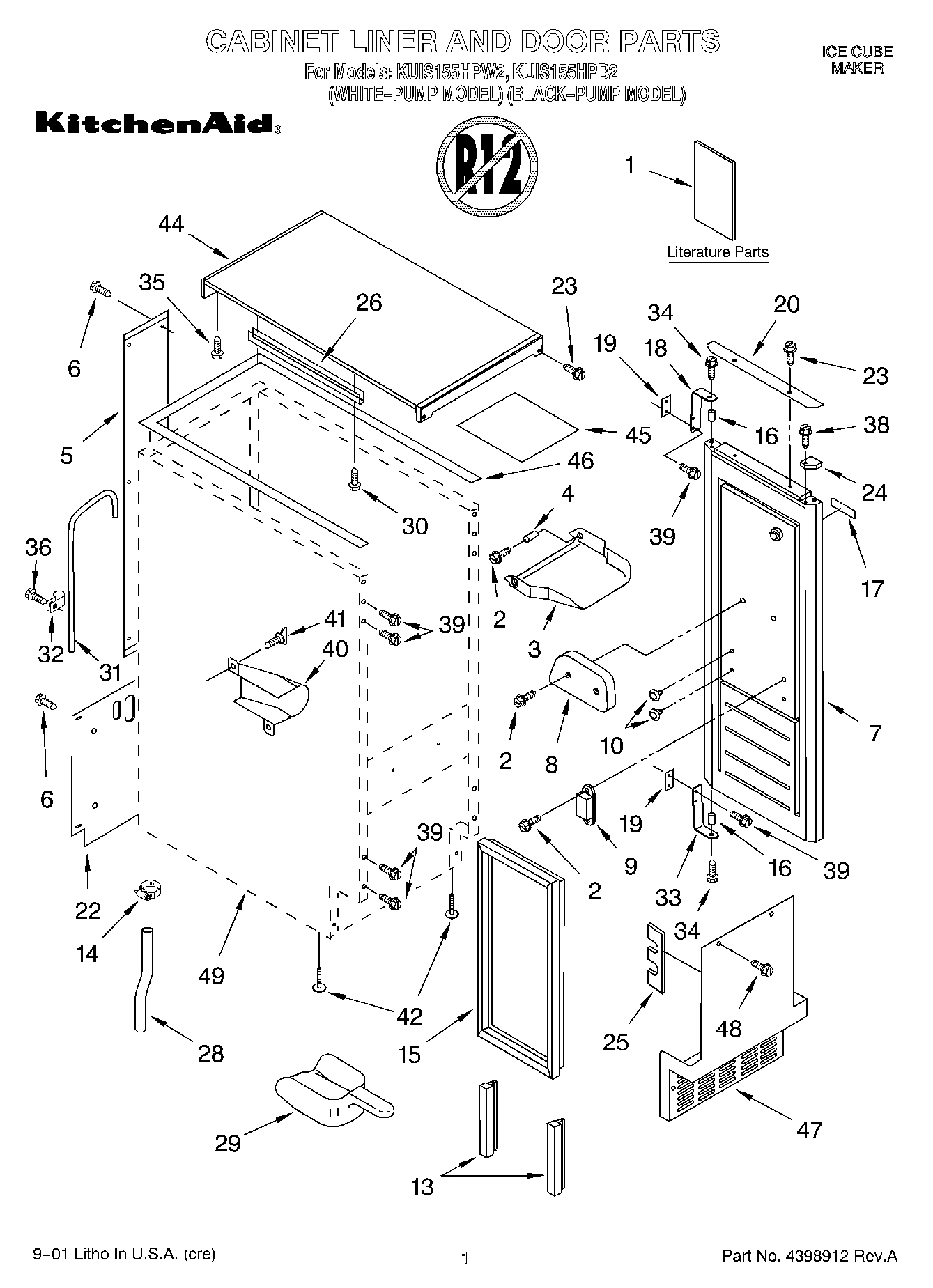 01 - CABINET LINER AND DOOR, LIT/OPTIONAL
