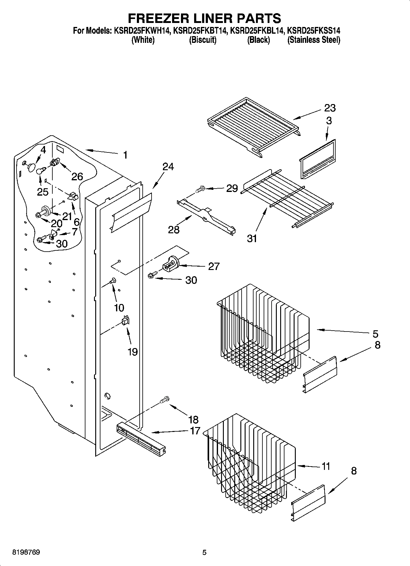 04 - FREEZER LINER PARTS